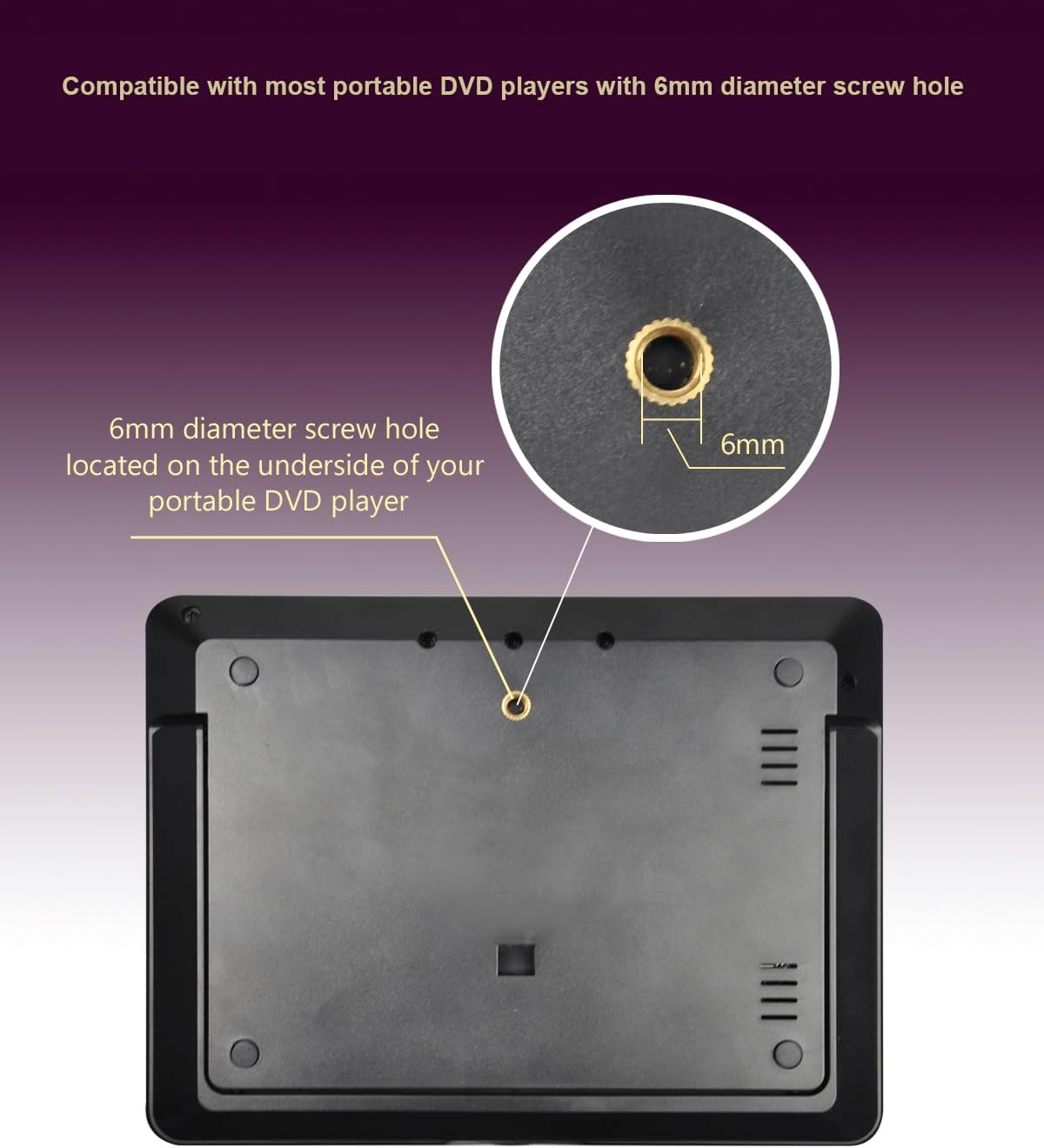 Portable DVD Player Holders for Car Headrest, Twin Car DVD Player Headrest Mounts for Wonnie/Sylvania/Fangor/Naviskauto/Desobry Portable Dual Screen DVD Player, 2 Sets Seat Headrest Brackets image number 3