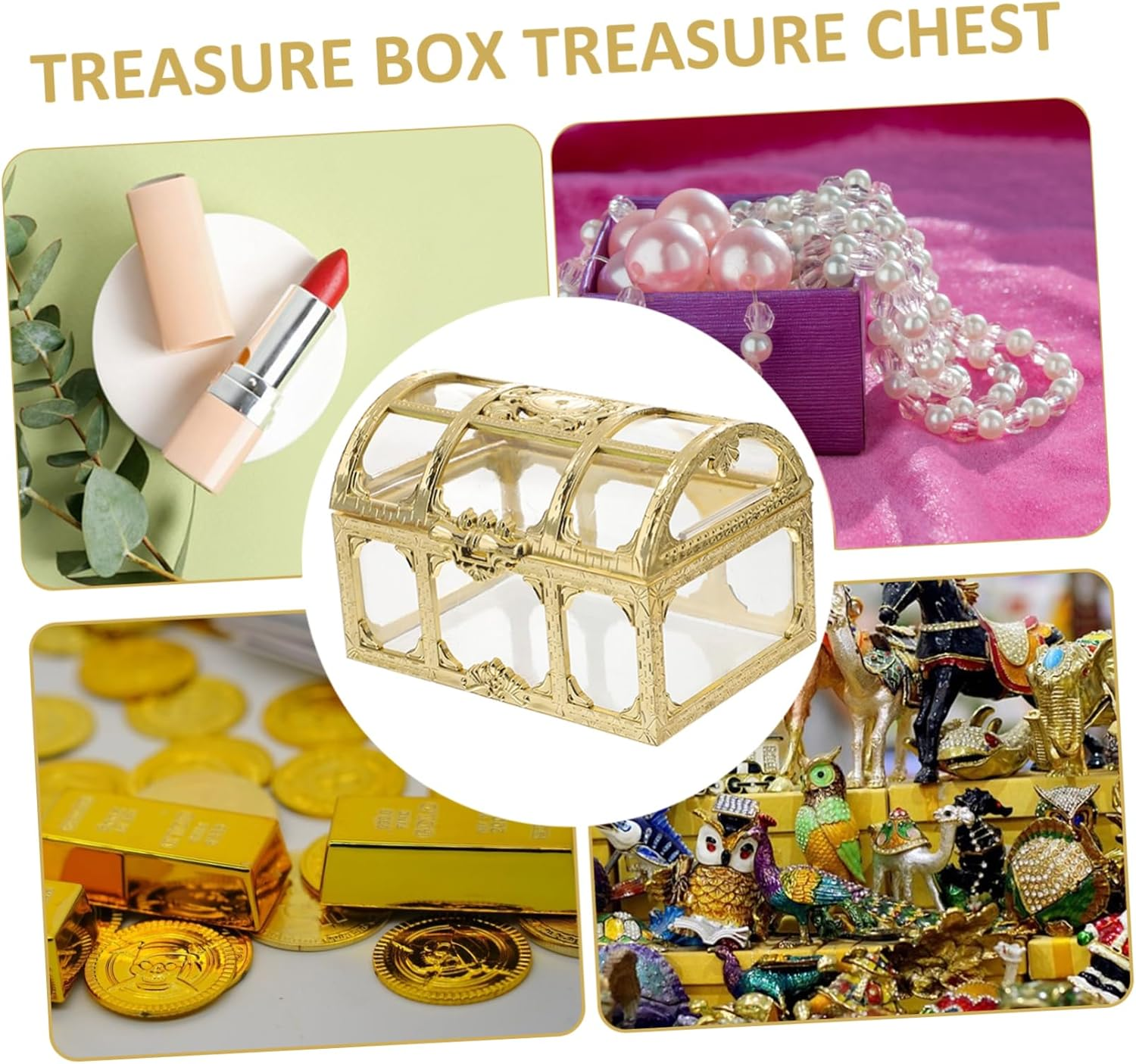 WOONEKY 2Pcs Pirate Treasure Box Crystal Jewelry Box Plastic Treasure Chest Organiser for Jewelry Storage image number 3