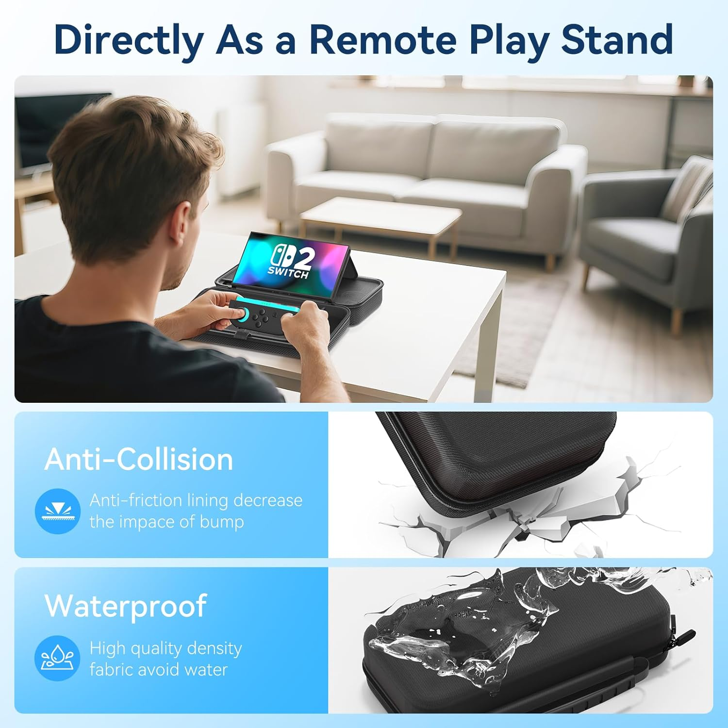 Gersker Switch 2 Carrying Case Compatible with Nintendo Switch 2, Custom Spot for Switch 2 Joycon & AC Adapter, Hard Switch 2 Case Travel Bag with Foldable Stand Function for Console & 20 Games Cards image number 6