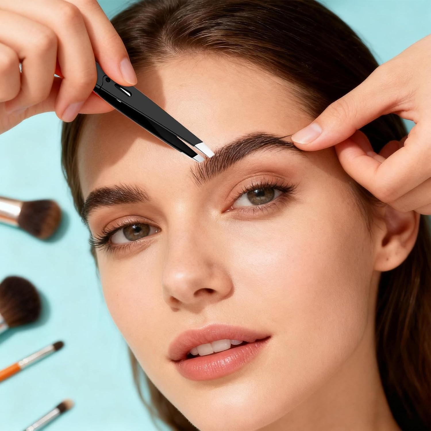 Tweezers for Men | Stainless Steel Facial Hair Grooming Tool | Slanted Brow Plucking Tool - for Chin Lash Face Grooming Plucking Purse Travel Women Men - Orange image number 2