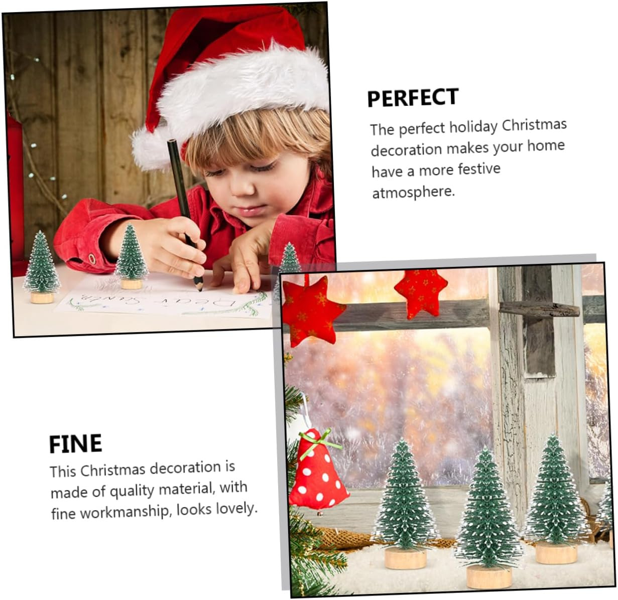 SHOWERORO Christmas Tree Set Xmas Adornments 5Cm Snow Pine Velvet Desktop Ornament for Parties Home Bar Decoration