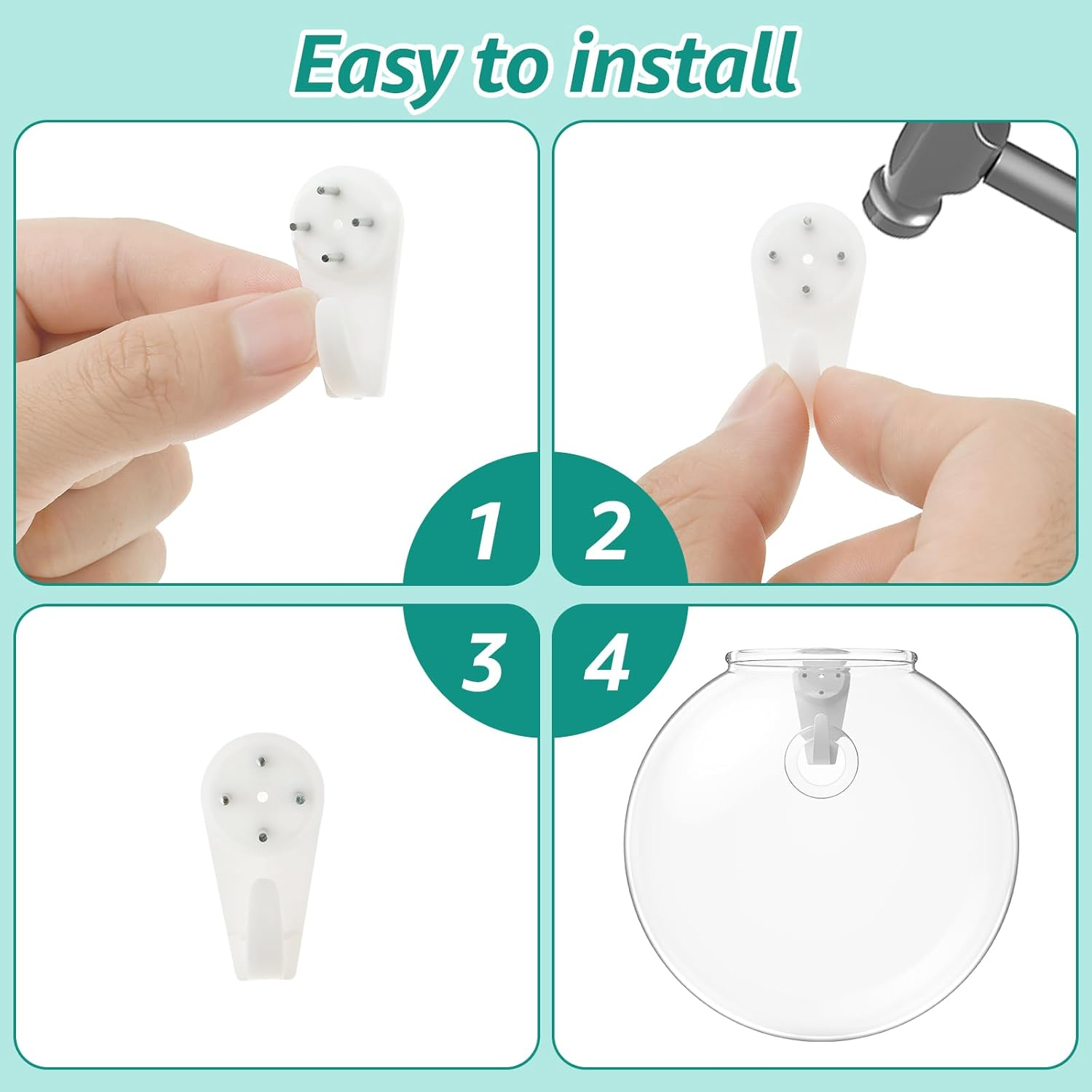 Wall Hanging Planter, Glass Wall Vase with Nail Hook, Clear Wall Mounted Planter Propagation Station for Flowers Hydroponics Plant Home Office Decor (2Pack) - 4Pack image number 7