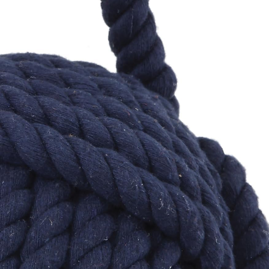 Blue Rope Knot Cotton Door Stop - Navy Blue image number 4