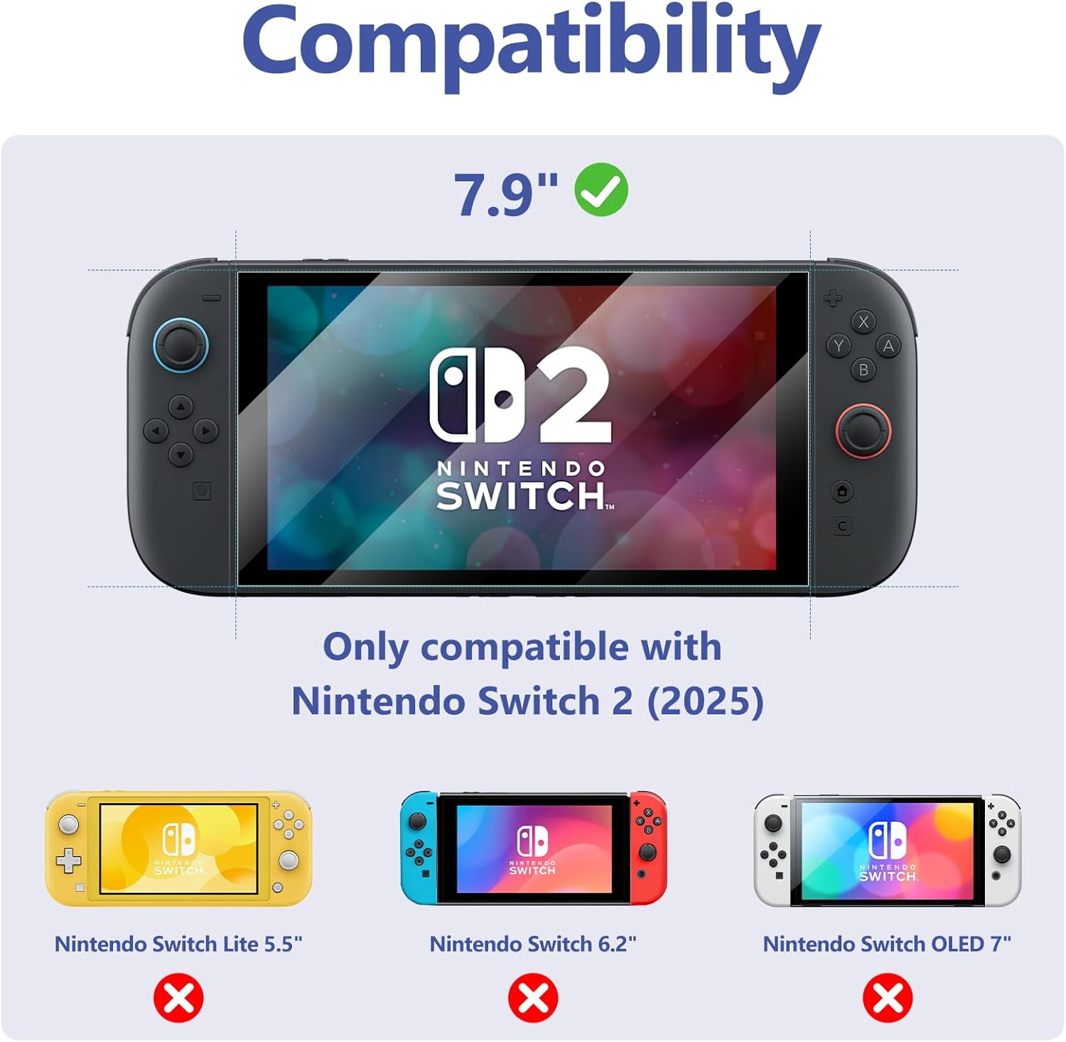 Leonids 3 Pack Screen Protectors for Nintendo Switch 2 7.9-Inch 2025, HD Tempered Glass Screen Protectors with Alignment Frame for Switch 2 (3 Pack) image number 4