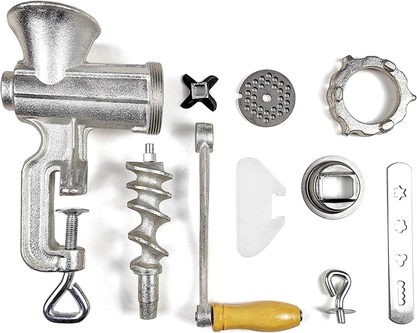 HAWOK Cast Iron Meat Grinder with Tabletop Clamp and Hardened Steel Cutter Sliver 5# image number 2