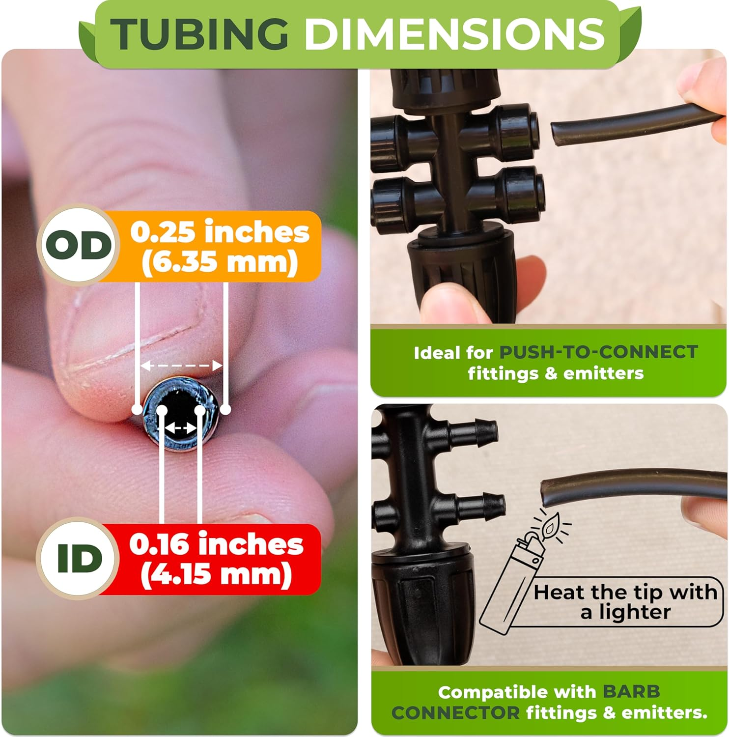 CARPATHEN 1/4 Drip Irrigation Tubing 100Ft - Black Drip Irrigation Hose Push-To-Connect Compatible - for DIY Garden Irrigation System, Misting, or Blank Distribution Tubing for Any Gardening Project image number 3