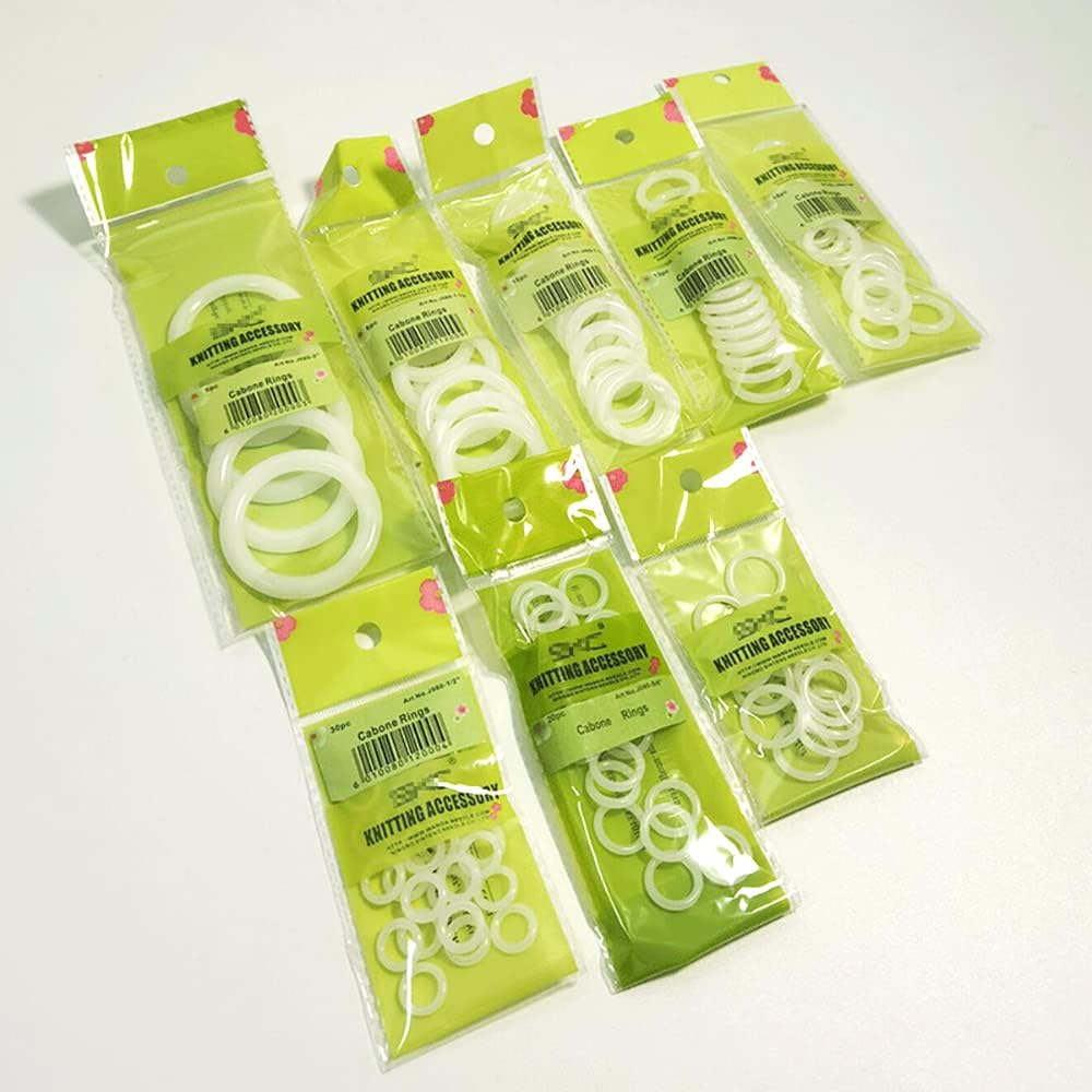 123Pcs O Rings DIY Crochet Circle Hook Sewing Accessories Tool for Crafts, Manual Handbag, Dorset Buttons, Napkin Box, Car Seat Cushion - 8 Sizes White Plastic Curtain Ring