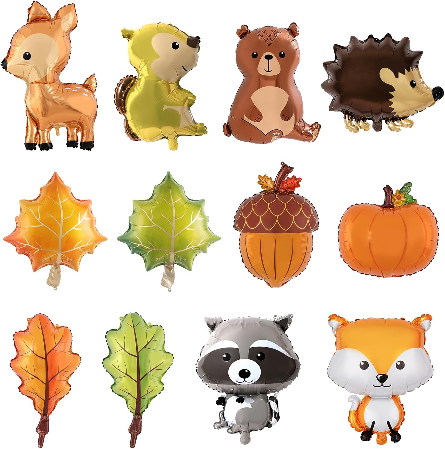 KUAOOAUK 12Pcs Forest Animal Balloons, Woodland Baby Shower Decorations, Birthday Party Decorations Animal Balloon, Safari Themed Animals Birthday Balloons, Balloon Animal Kit for Boys Girls Camper