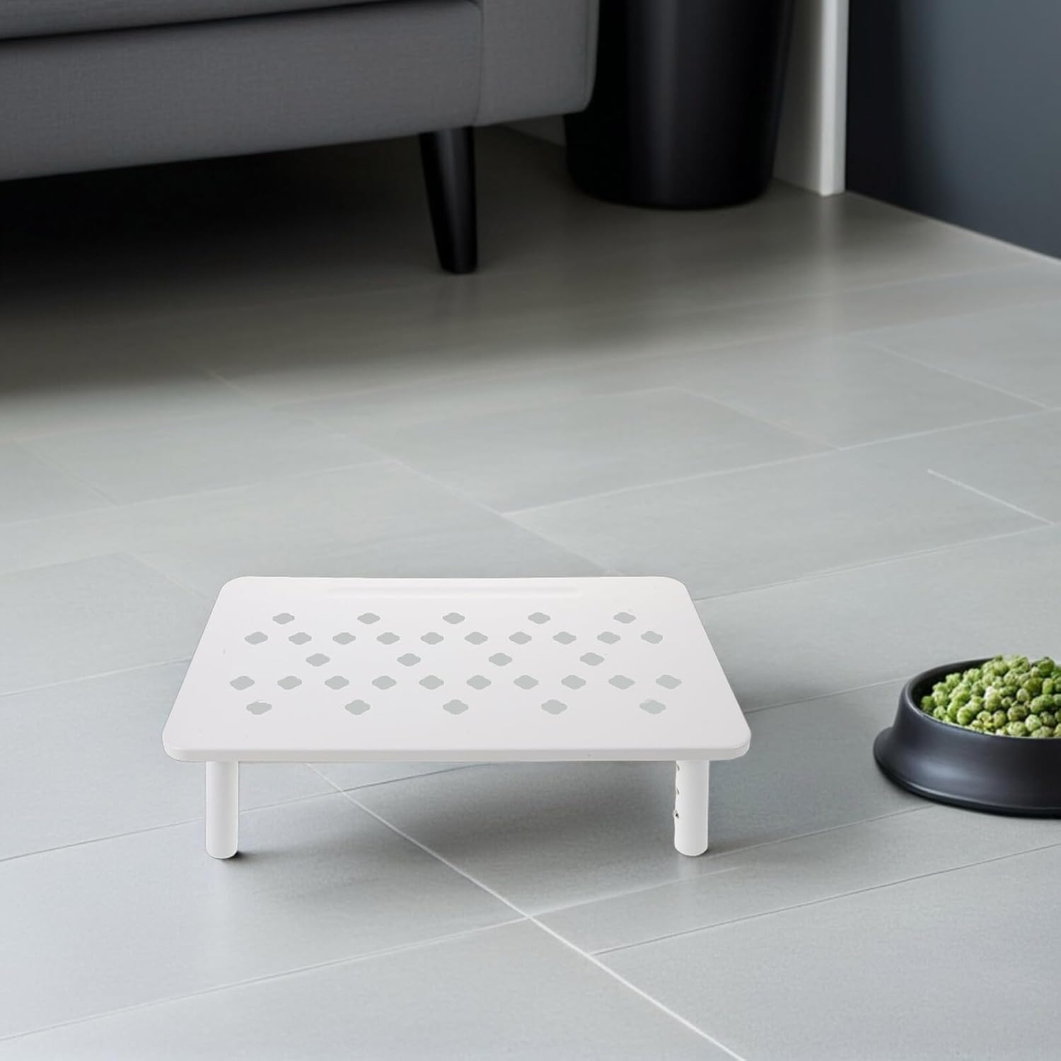 Parliky Adjustable Non-Slip Elevated Cat Feeder Stand with 3-Level Height White Holder for Automatic Feeders and Water Dispensers, Suitable for Small Cats and Puppies Indoor Travel - Black image number 3