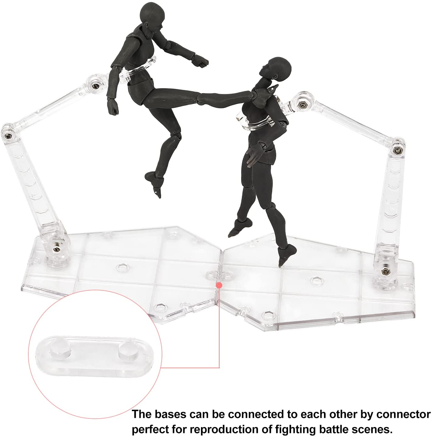 3 Pcs Action Figure Stand,Assembly Action Figure Display Holder Base Doll Model Support Stand Compatible with HG RG SD SHF Gundam 1/144 Toy Clear image number 2