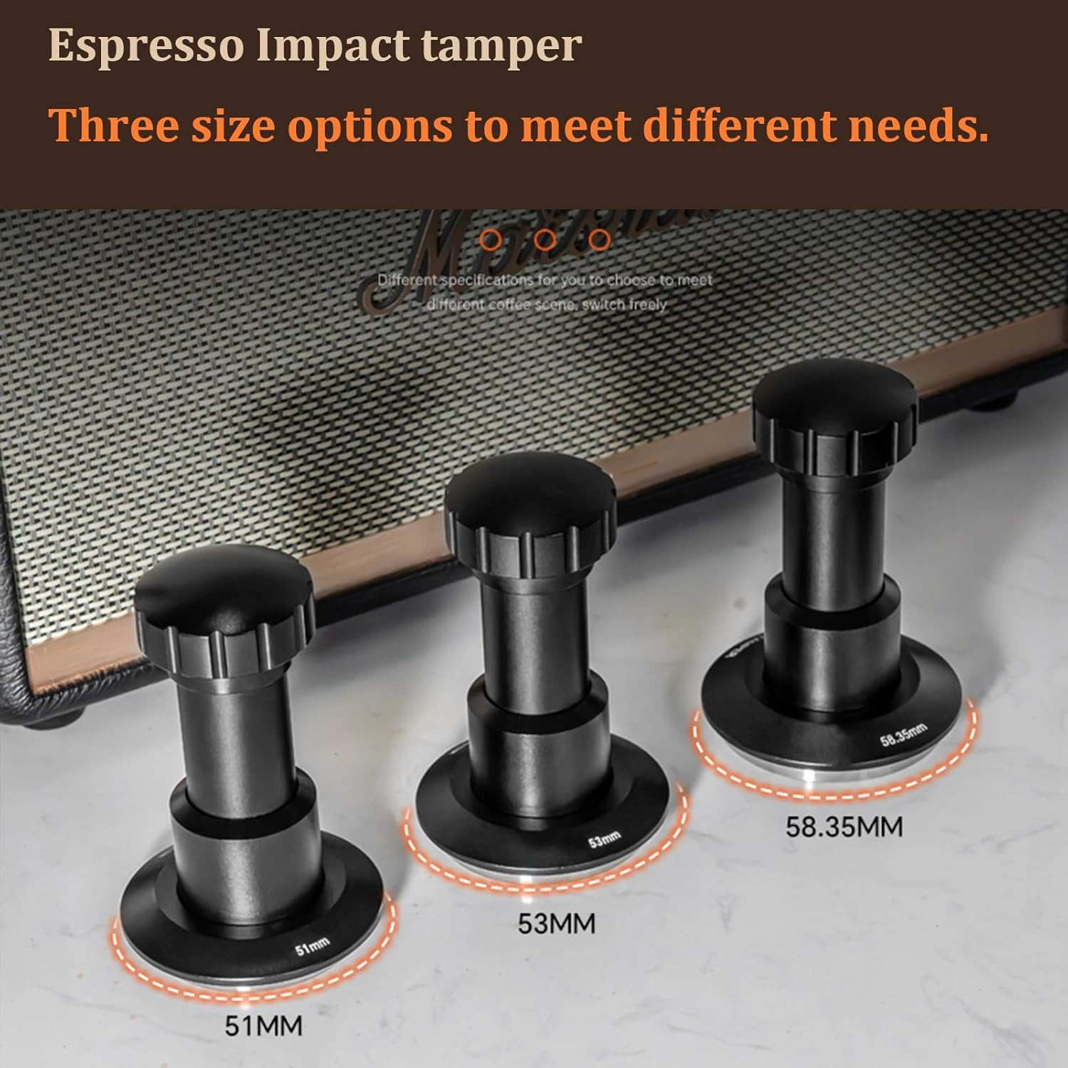 Bamynoir 58Mm Espresso Tamper,Impac Coffee Tool Espresso,Compatible Withe61, Flair 58, ECM Etc.Portafilter 58Mm,30Lb,316 Stainless Steel. (58MM Black) image number 5