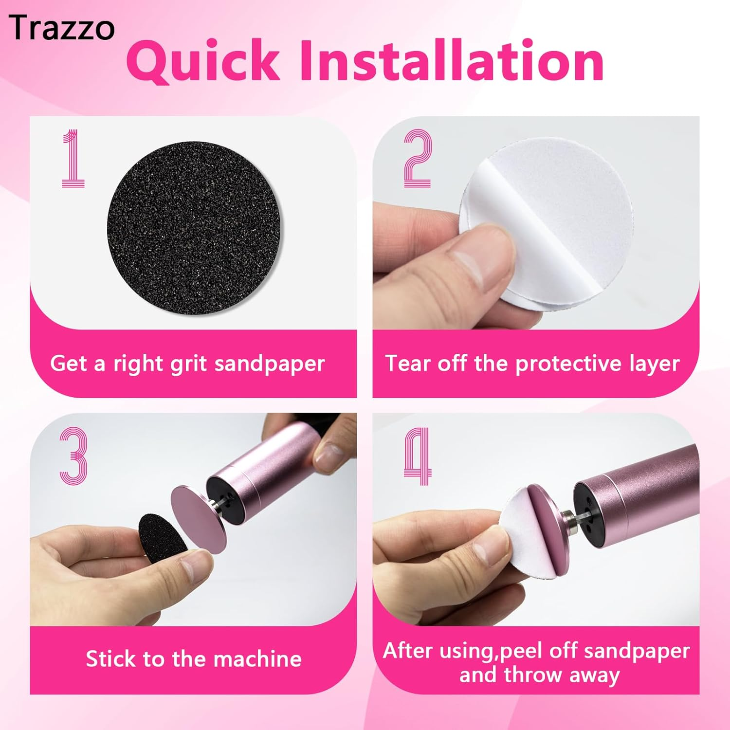 180 Grit & 120 Grit Electric Foot Callus Remover Replacement Pads, round Electric Foot File Refills, Stick on Callus Machine Circle Sandpaper Discs(60Pcs) image number 2