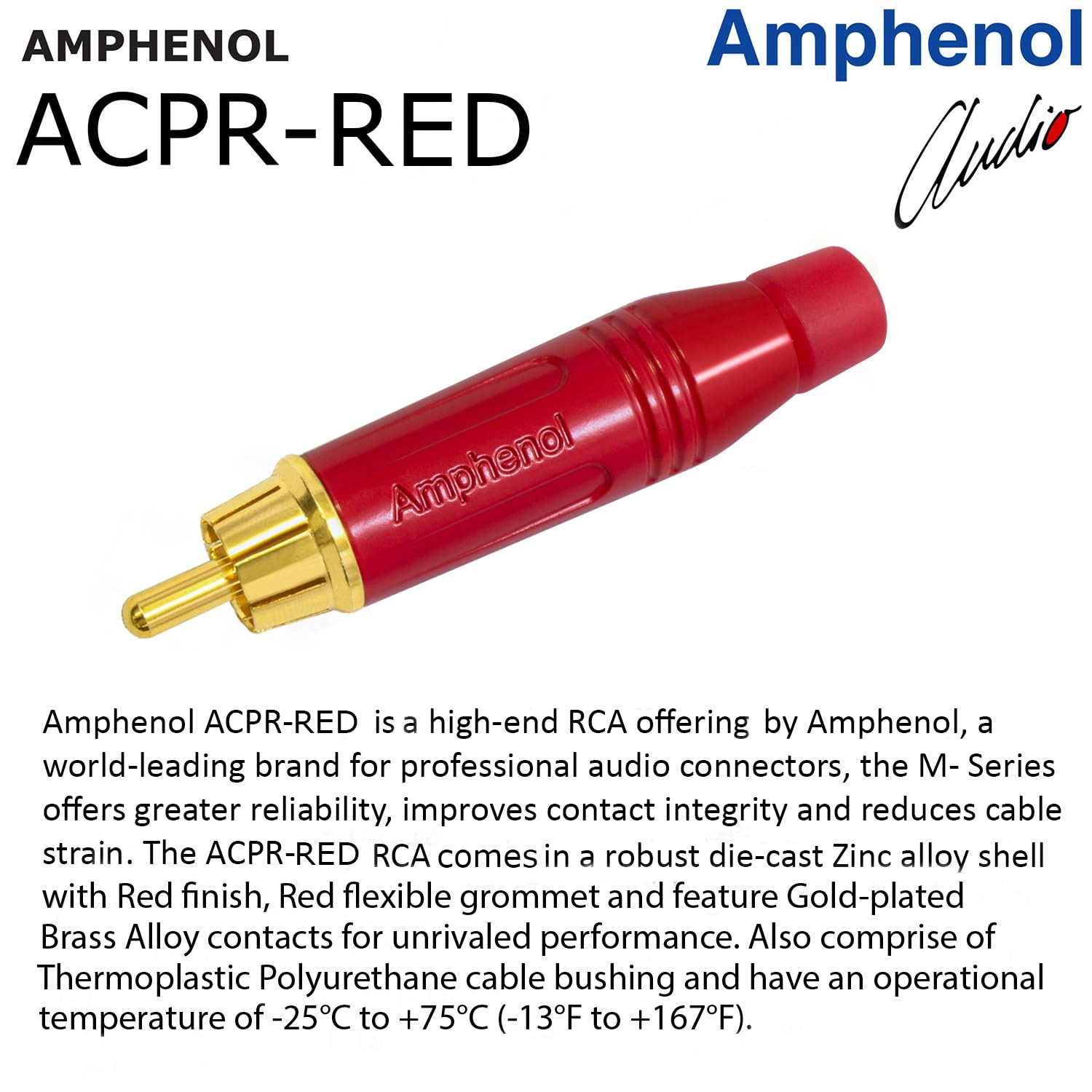 2 Foot RCA Cable Pair - WBC-PRO-LOCAP Low-Capacitance (14Pf/Ft) 22 AWG Ultra-Silent Audiophile & Professional-Grade Audio Interconnect Cable with Amphenol ACPR Gold RCA Plugs & Black Tweed Jacket image number 3