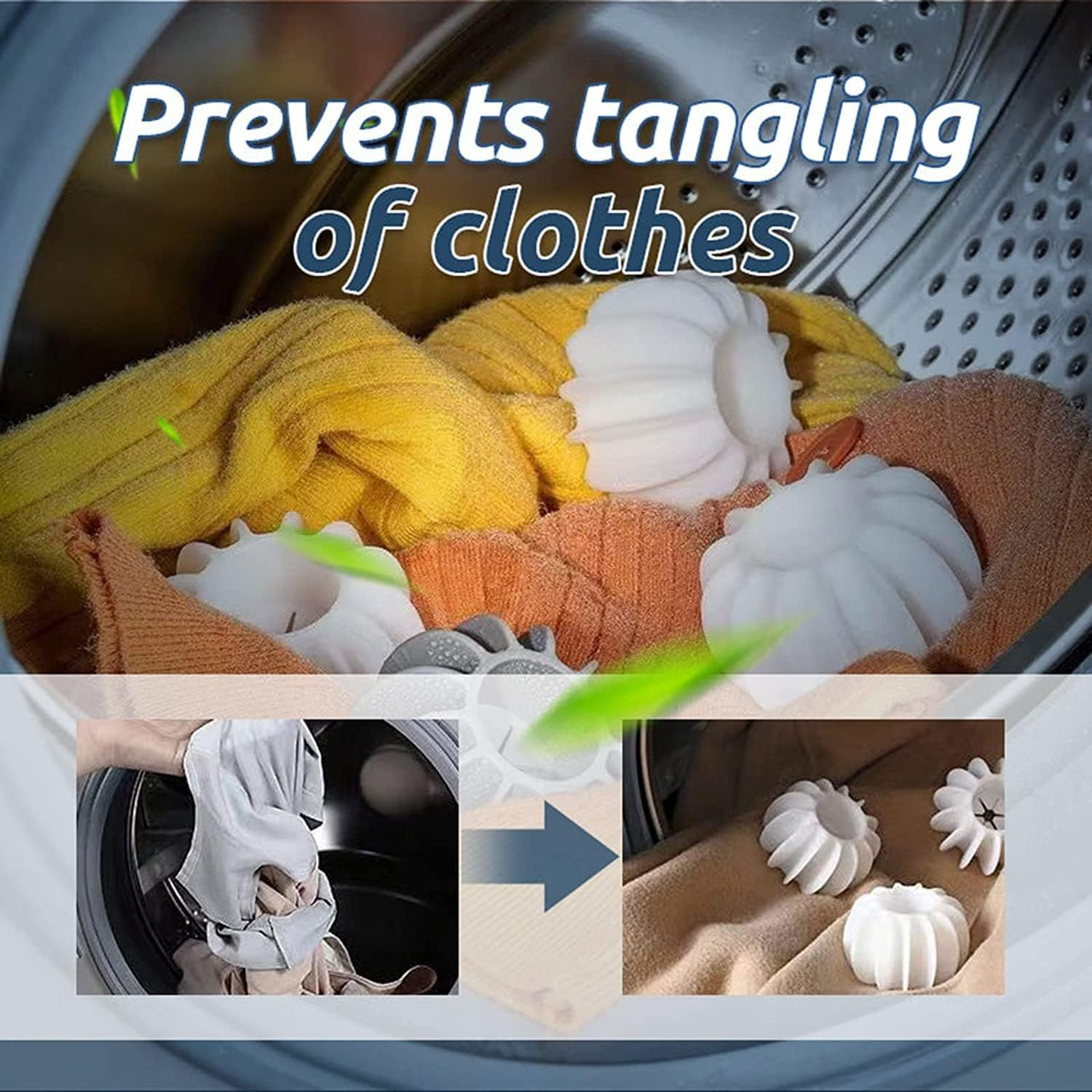 10Pcs Reusable Anti-Winding Washing Machine Ball, Dryer Balls Laundry for Anti-Winding Clothes & Deep Cleaning, Anti-Winding Tidy Clothes Laundry Balls for Washing Machine (4 * 6Cm, Gray+White)