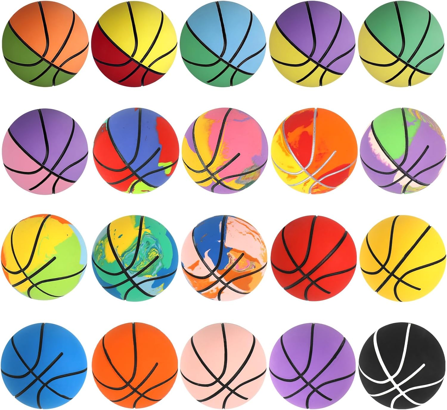 ZCOINS 20 Pcs Rubber Bouncy Balls Handballs Bulk for Kids, 6CM Mini Basketball Bouncy Hand Balls for Kids Party Favors, Party Bag Fillers, Outdoor Playground Game Activities, Children Gifts image number 4