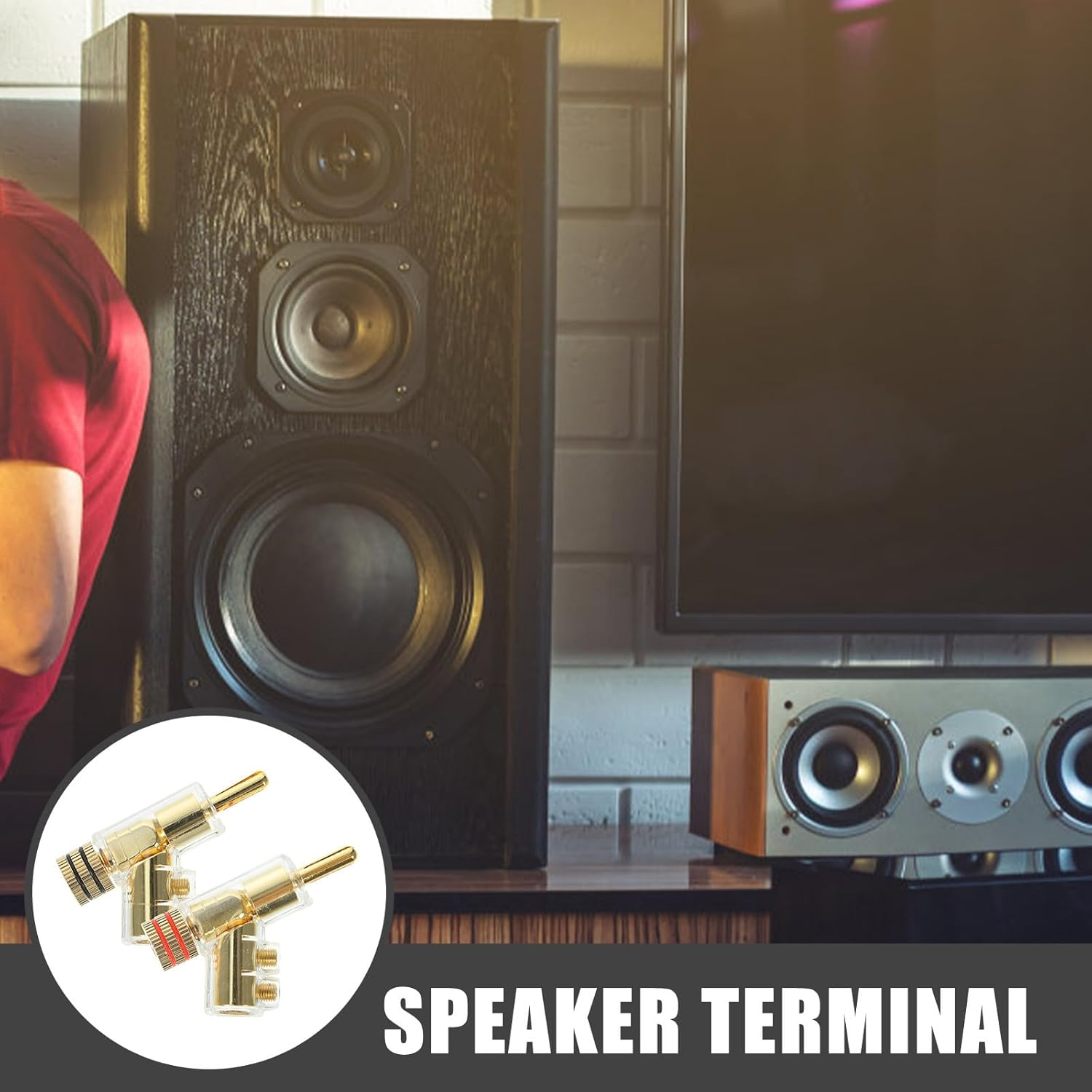 GARIOUANS 2Pcs 45 Degree Angled Solderless Banana Plugs Speaker Terminals Connectors for Amplifier Home Audio Sound System