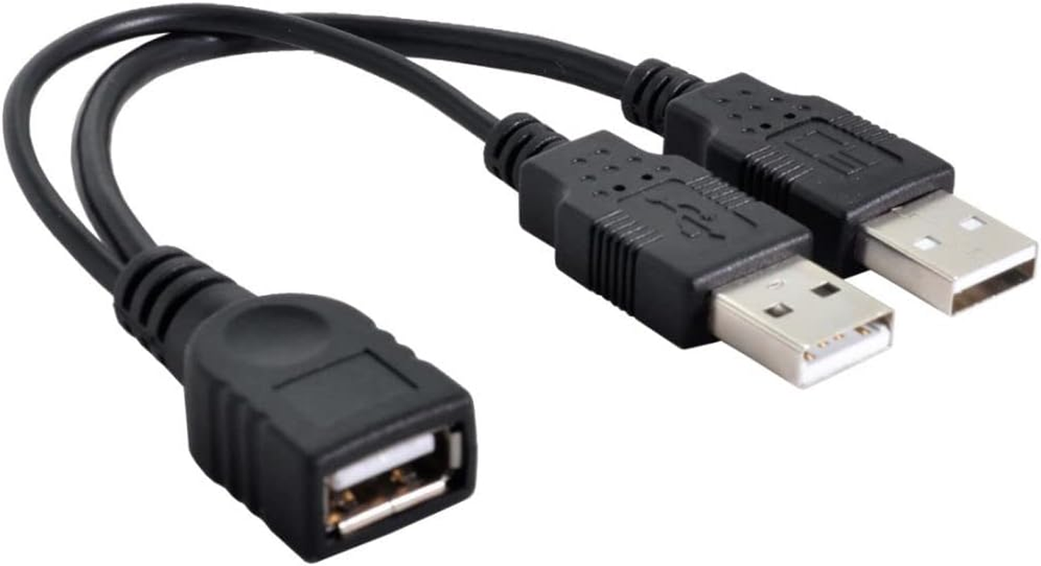 CY USB 2.0 Type a Female to Dual Type a Male Extra Power Data Y Cable for 2.5" Hard Disk image number 2