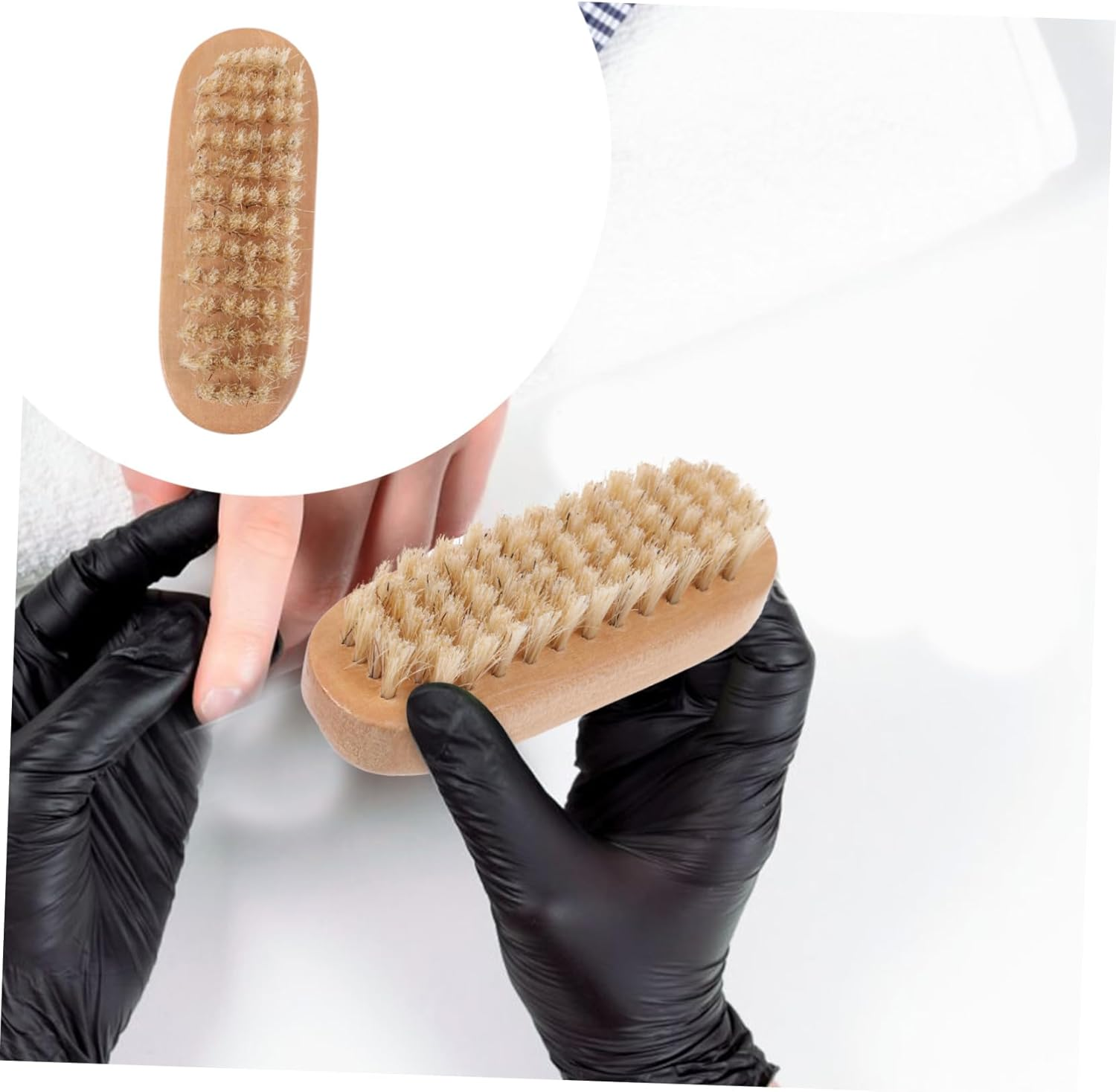 LALADEFIEE Wood Boar Bristle Nail Brush Nail Art Brush Cleaner for Home Professional Use image number 3