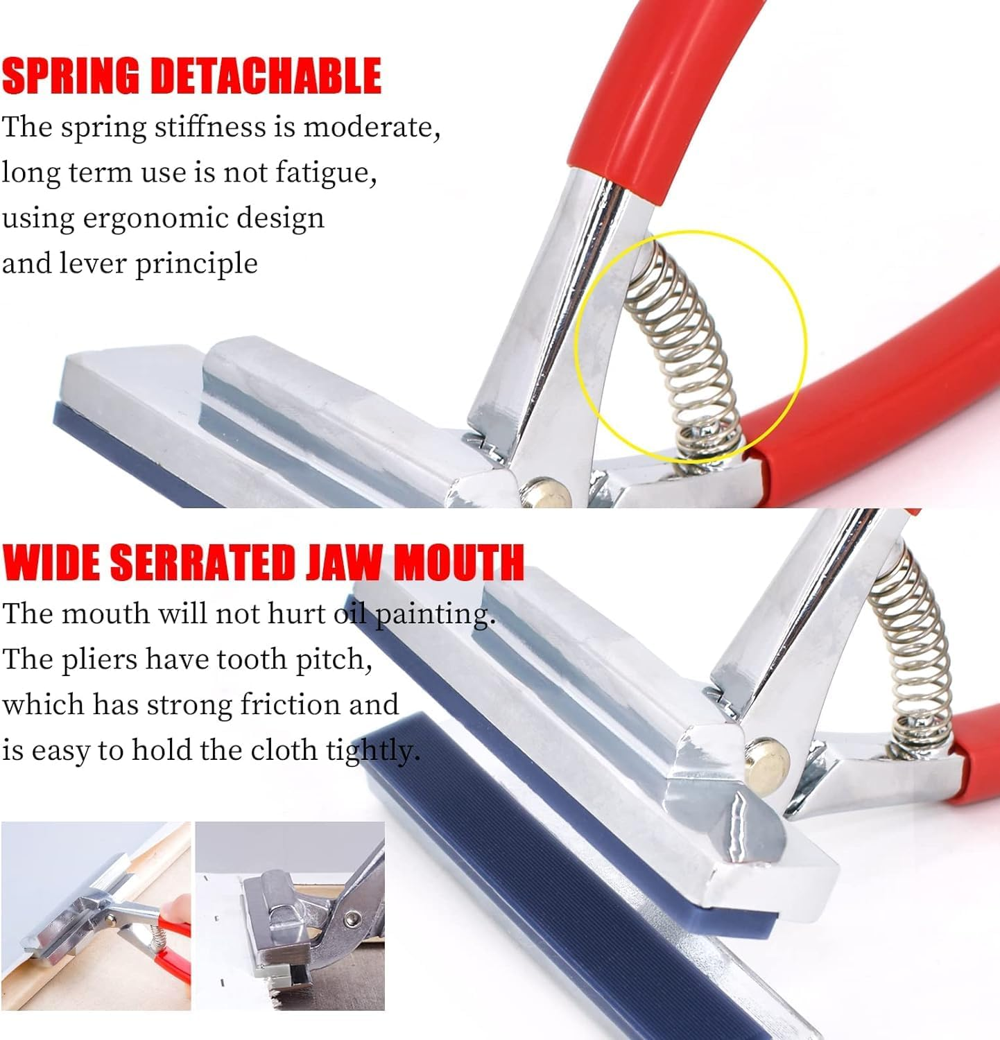 Canvas Stretcher Pliers with Staple Remover, Canvas Stretching Pliers with Spring Return Handle, Stainless Steel Canvas Stretching Pliers for Art Oil Painting Canvas image number 4