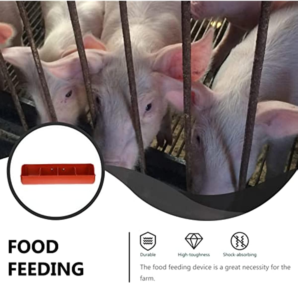 Goat Feeder for Grain, 4-Compartment Mountable Feed Trough, Plastic Fence Feeder for Pigs, for Pigs, Goat, Livestock Feeding, Qzjijosen image number 1