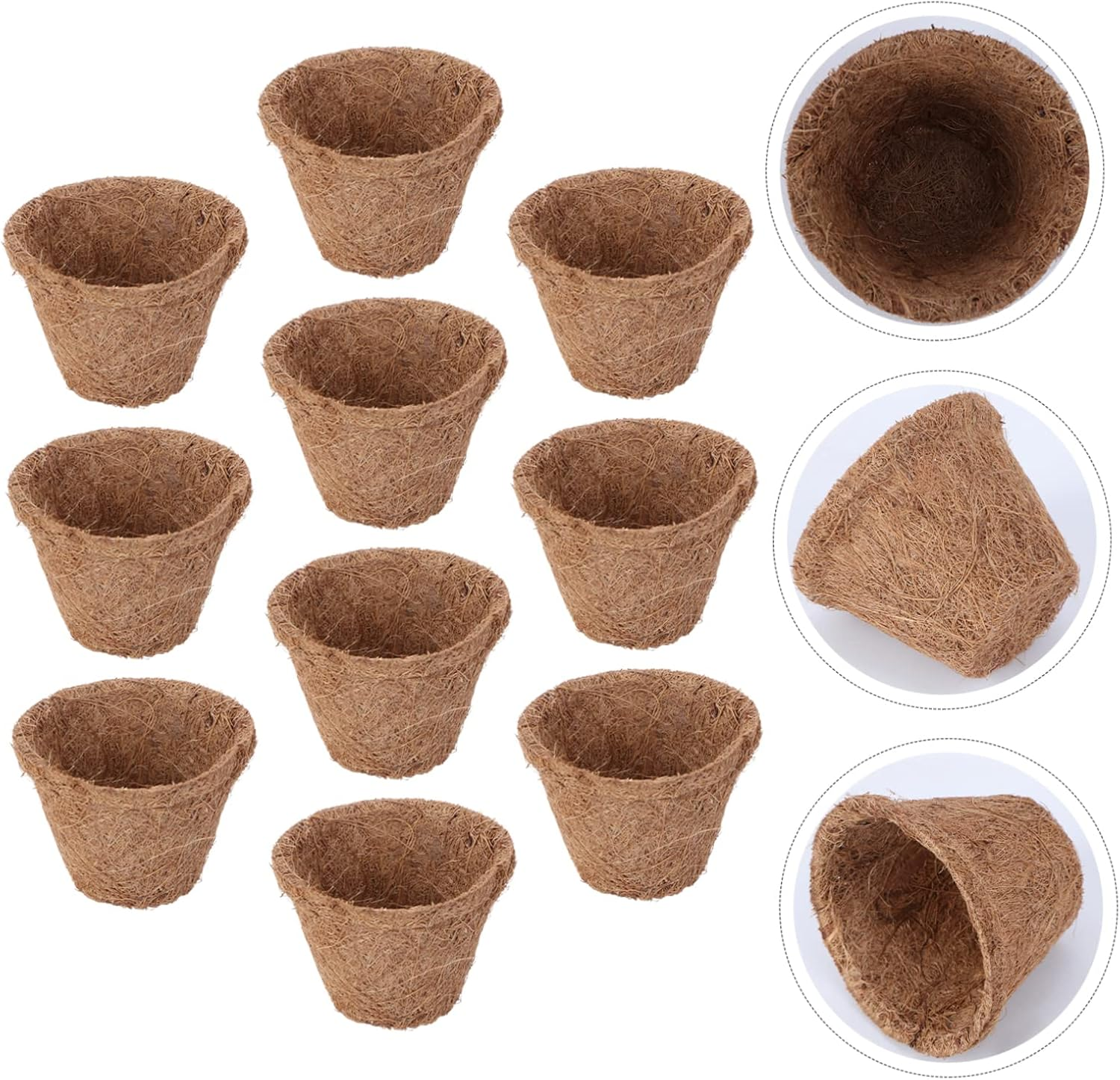 Sosoport 20Pcs Coconut Fiber Planter Decorative Flowerpot Plant Nursery Container for Indoor Outdoor Use for Gardening Supplies and Container Needs image number 3