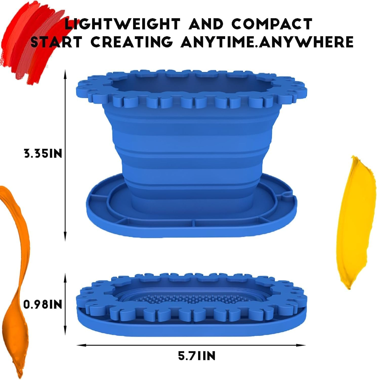 Paint Brush Cleaner Rinse Cup (All-In-One), Foldable Brushes Holder & Brush Cleaning Cup for Acrylic, Watercolor, and Water-Based Mediums, for Fine Art, Studio, Classroom (Blue) image number 5