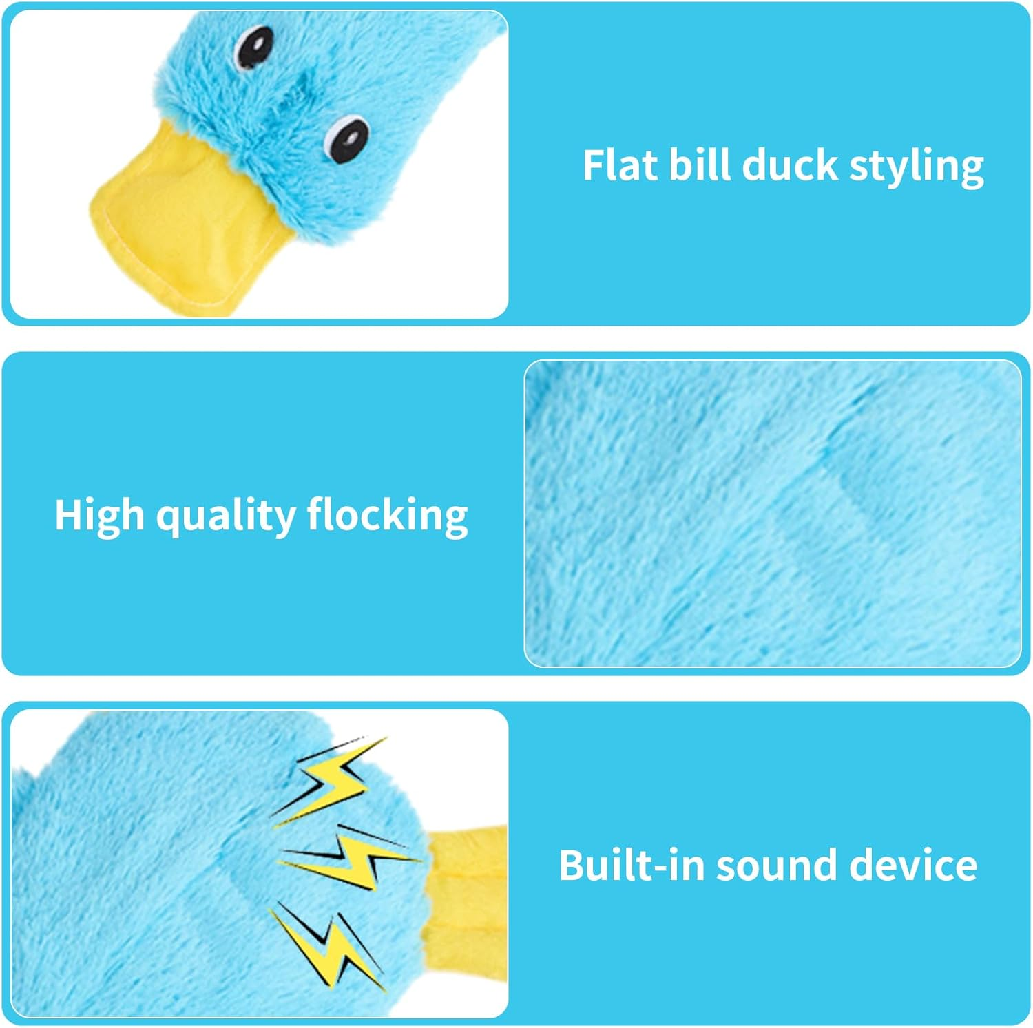 YSHIGUING Calming Duck Dog Toy for Indoor Puppy,Quack-Quack Duck Dog Toy,The Cute Dog Duck, Dogs Emotional Support Duck Pillow,Crinkle Squeaky Plush Stuffed Duck Dog Chew Toys,Birthday Gift (Blue) image number 2