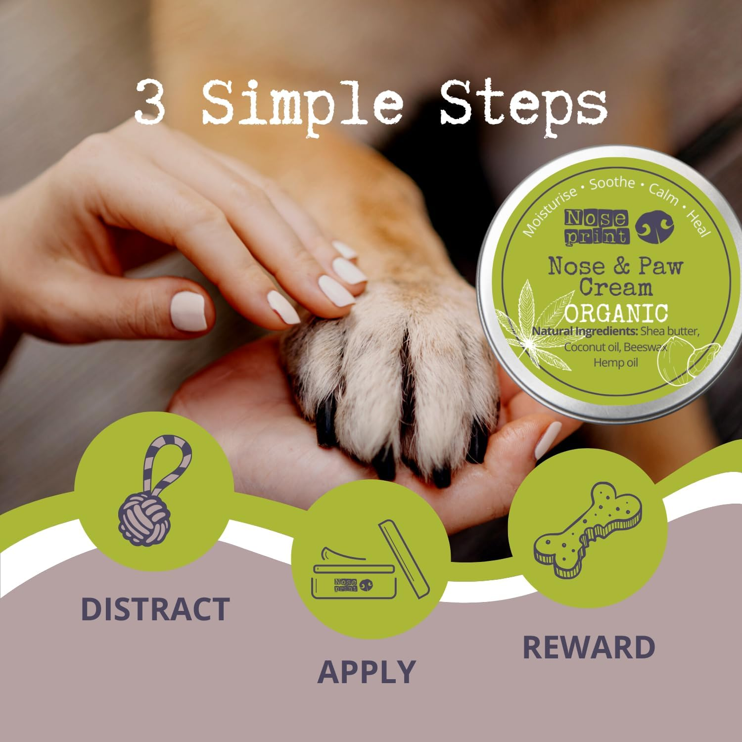 Organic Dog Nose & Paw Balm Paw Protector | Paw Balm for Dogs | Dog Paw Moisturiser Dog Paw Balm Moisturises and Conditions and Relieves Dry and Cracked Pads (30 ML) image number 3