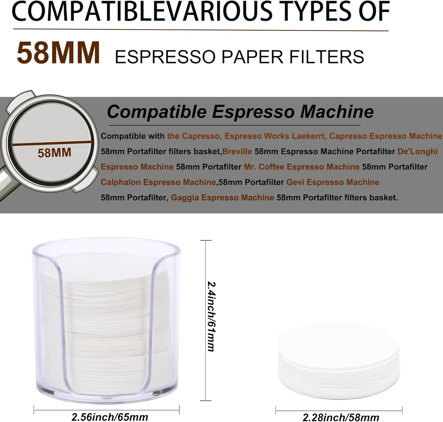 Espresso Paper Filter 58Mm, 300Pcs Disposable Espresso Puck Paper Filters and Filter Storage Holder Compatible with 58Mm Portafilters Basket - Keep Shower Screen Clean image number 3