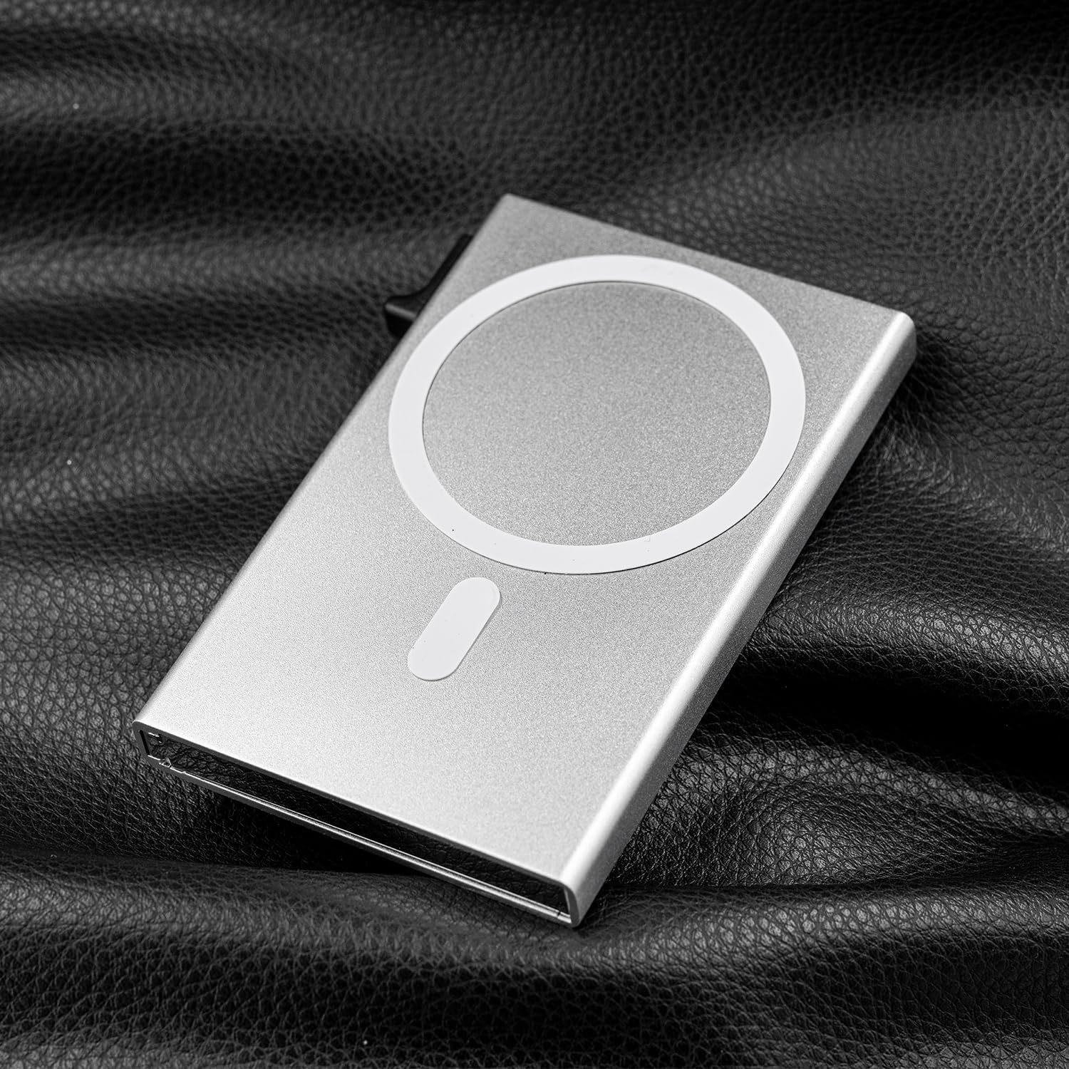 Aijohnny Magnetic Wallet Compatible with Magsafe, Durable Protective Aluminum RFID - Blocking Pop-Up 8 Card Holder for Men and Women, Compatible with Iphone 16/15/14/13/12 Series (Silver) - Silver image number 6