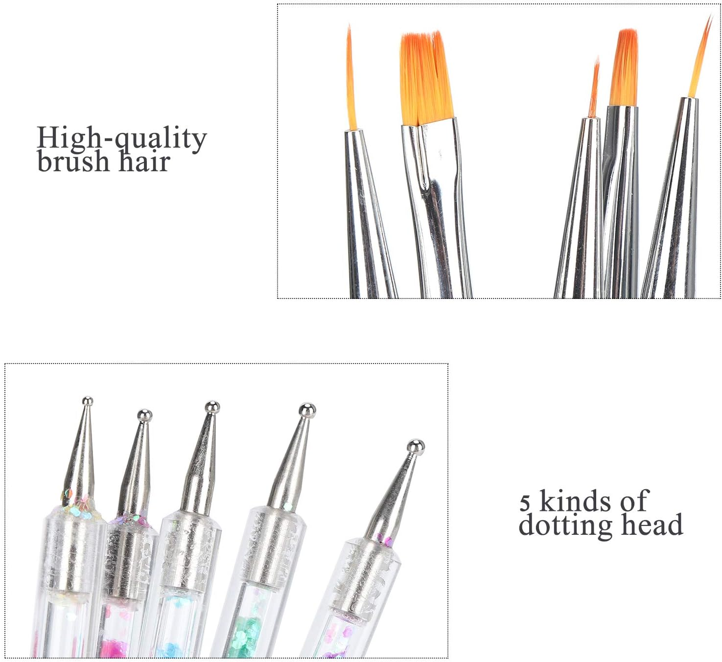 Nail Art Brush, Nail Painting Dotting Pen 5Pcs for Dotting for Nail Art for Liner for Painting image number 6
