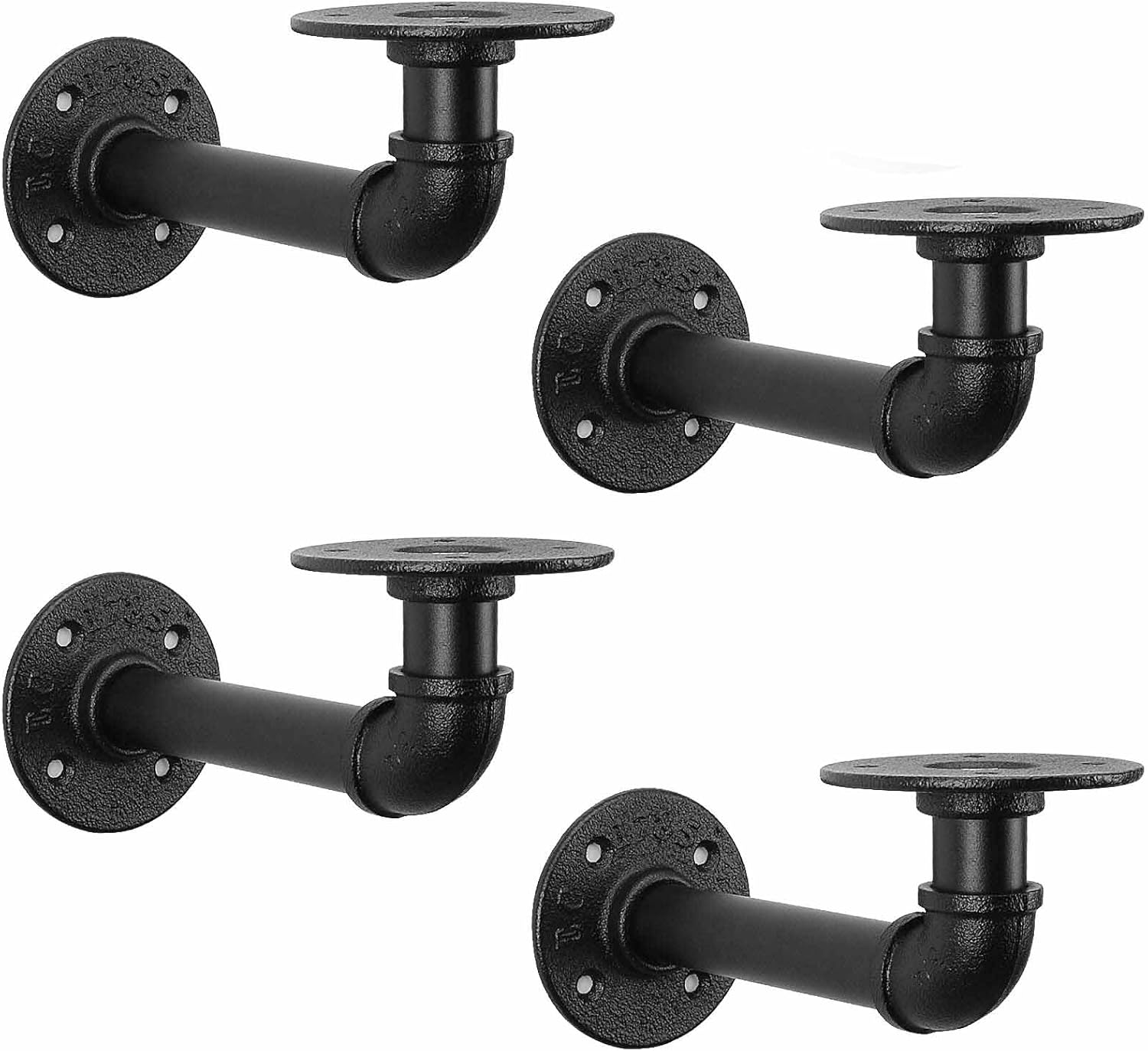 4PCS Pipe Floating Shelf Bracket Industrial Pipe Shelf Bracket Mounting Bracket Storage Racks Decor
