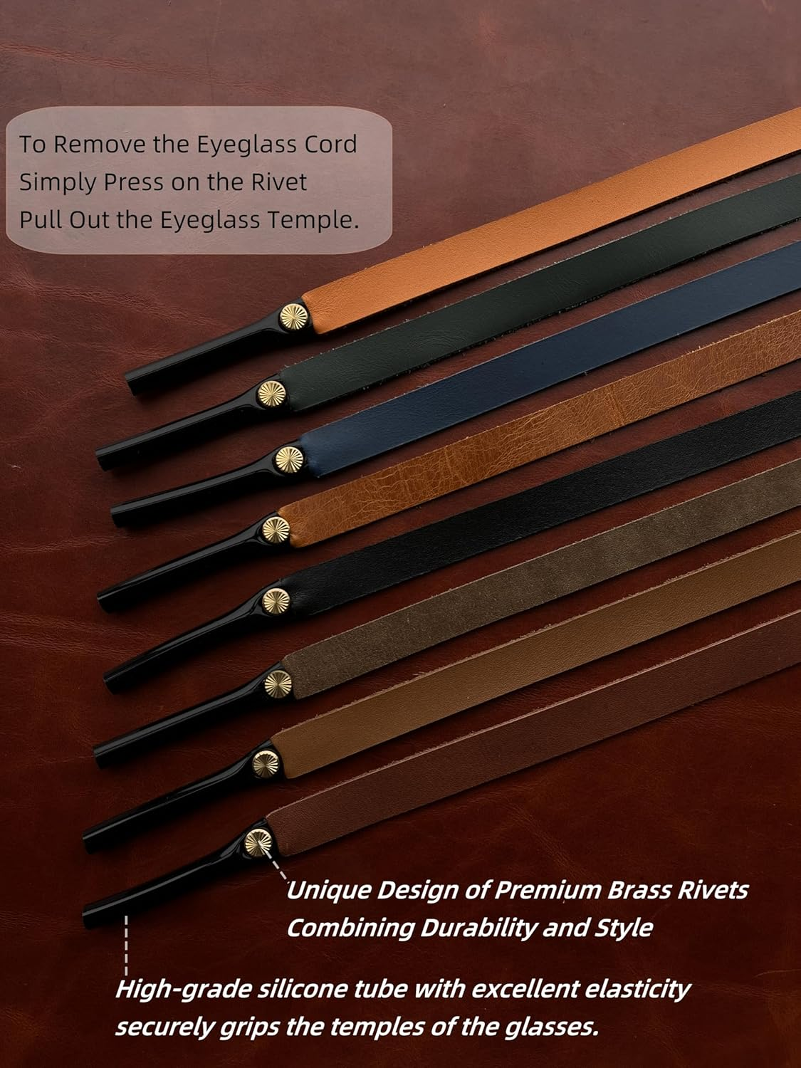 Full-Grain Leather Glasses Strap Handmade Sports Sunglasses Eyeglasses Holders around Neck Gifts for Men Women image number 6