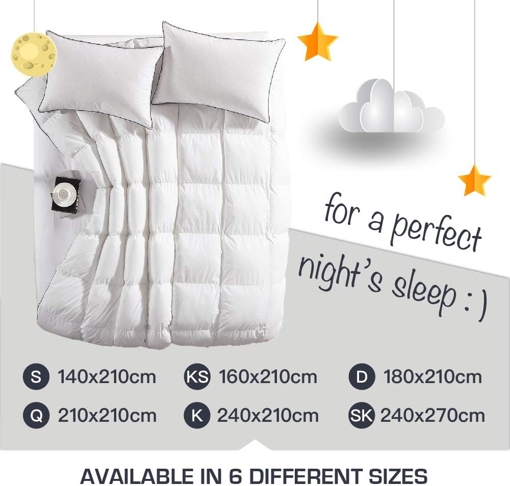 200GSM White Duck down Feather Summer Weight Quilt/Duvet/Blanket (King Single) image number 4