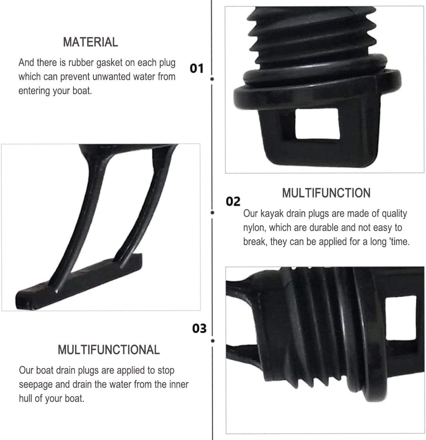 BEANPRECOY 4Pcs Nylon M19 Tapered Boat Drain Plug Replacement Part for Kayak and Marine, 19Mm Screw Bung Drain Hole Plug Receiver Kayak Thread Bungs Canoe Drain Holes Canoe Scupper Plug image number 3