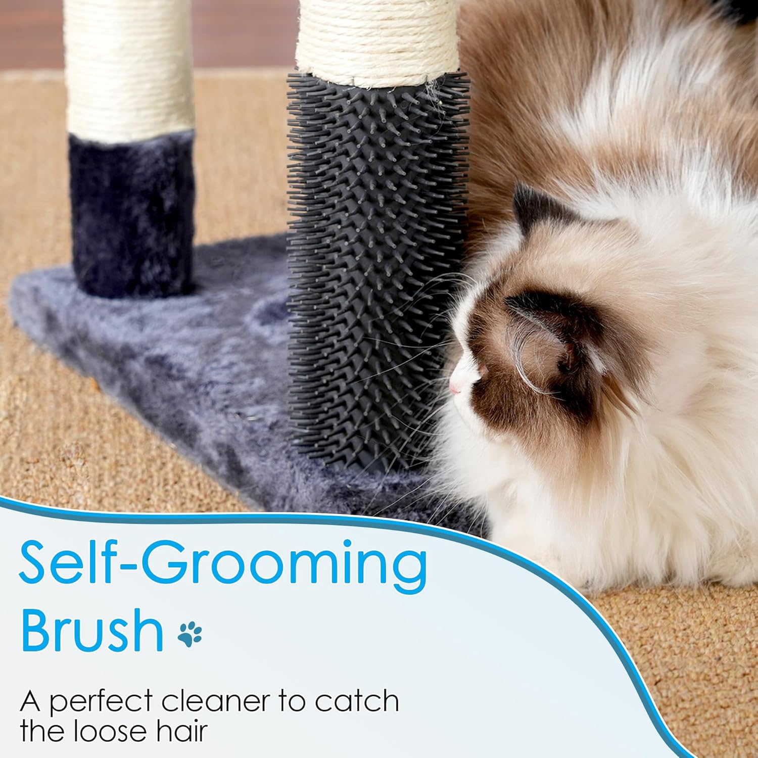 Hey-Brother Cat Tree, 188 Cm Multi-Level XL Large Cat Tower for Indoor Cats with Three Cat Condos, Two Large Top Decks and Cat Hairbrushfor Kittens, Cats and Pets, Smoky Gray MPJ035-MG image number 1