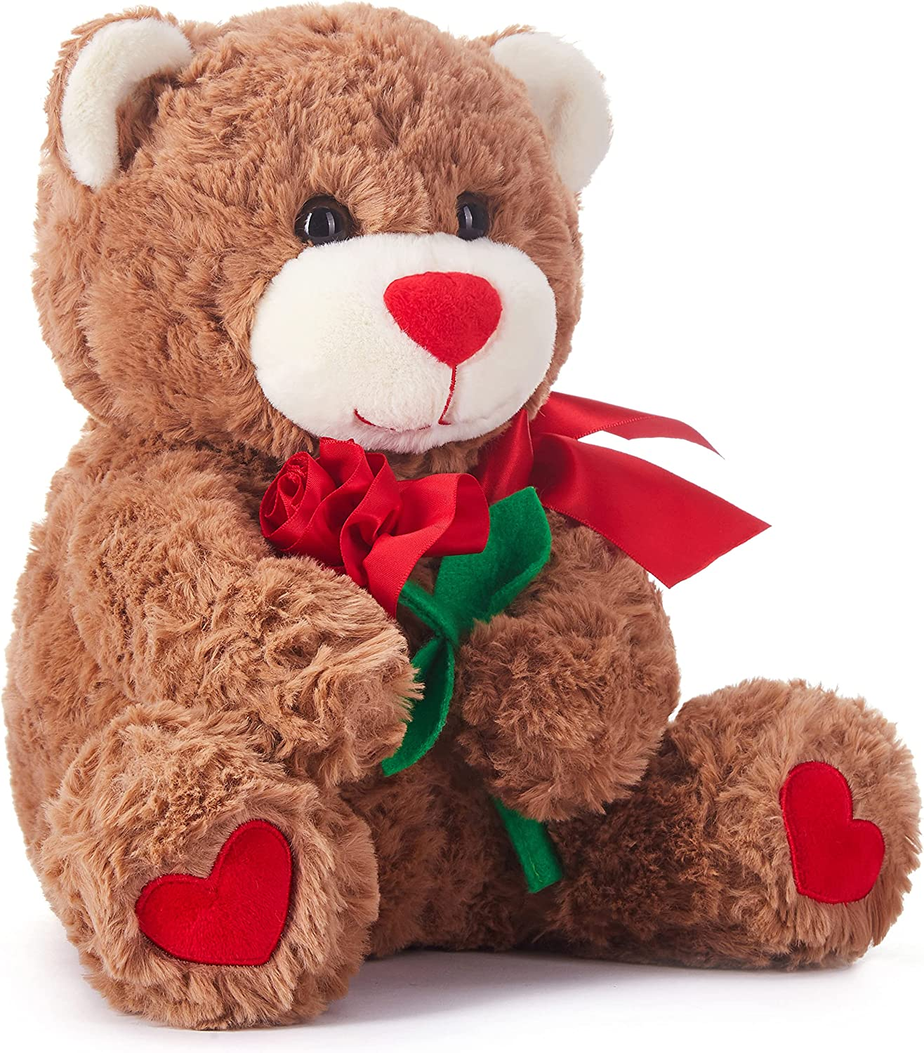 IKASA Bear Stuffed Animal Love Plush Toy with Bow for Valentine Day,Cute 10.6" Plushie with Rose Soft Small Cuddly Toy,Valentine&rsquo;S Day Gifts for Girlfriend Boyfriend Her Girls Boys (Bear) image number 3