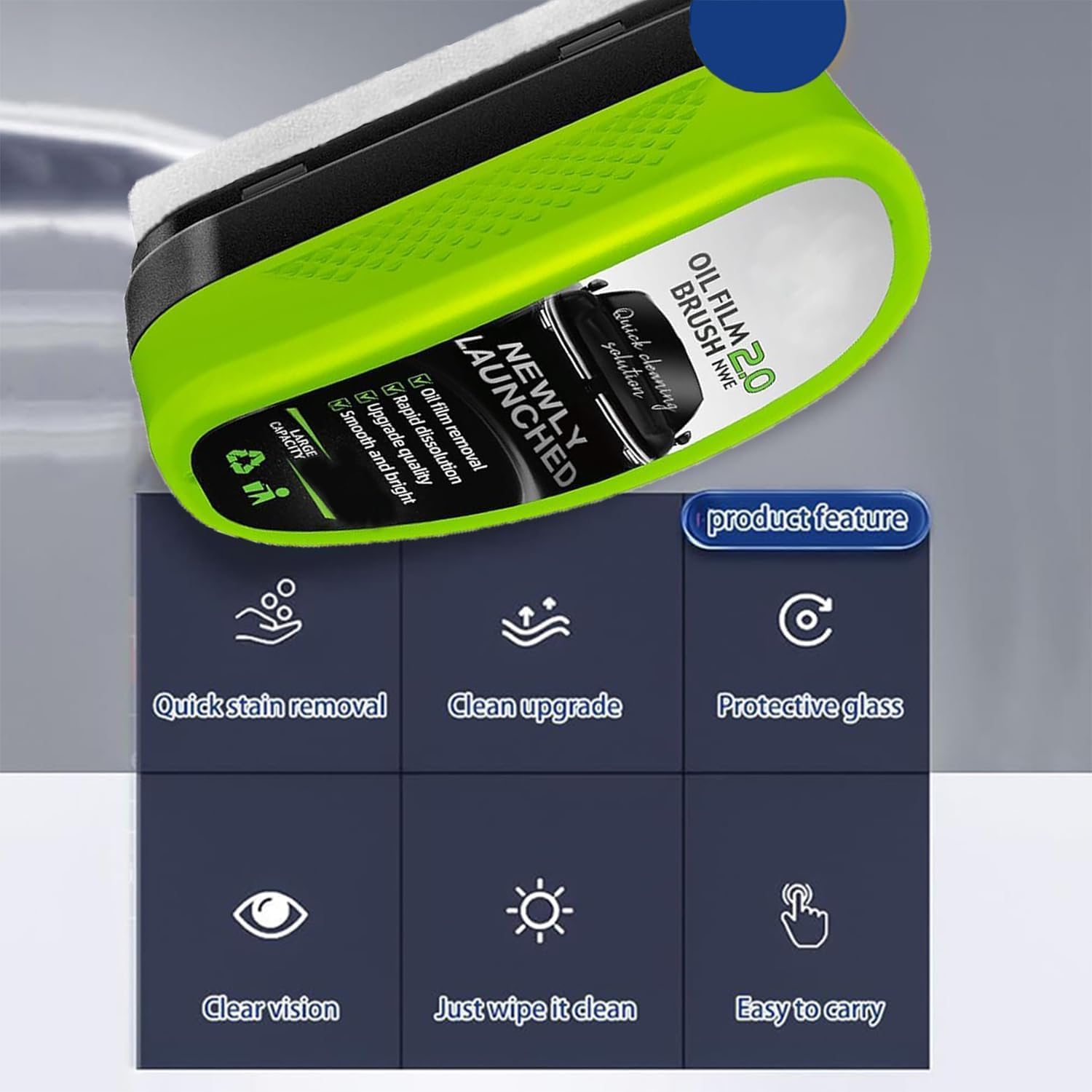 2025 Update Automotive Oil Film Cleaning Brush, Reusable Oil Film Cleaning Brush, Powerful Glass Cleaning Board for Window Remove Dirt Improve Clarity & Visibility (1PCS) image number 3