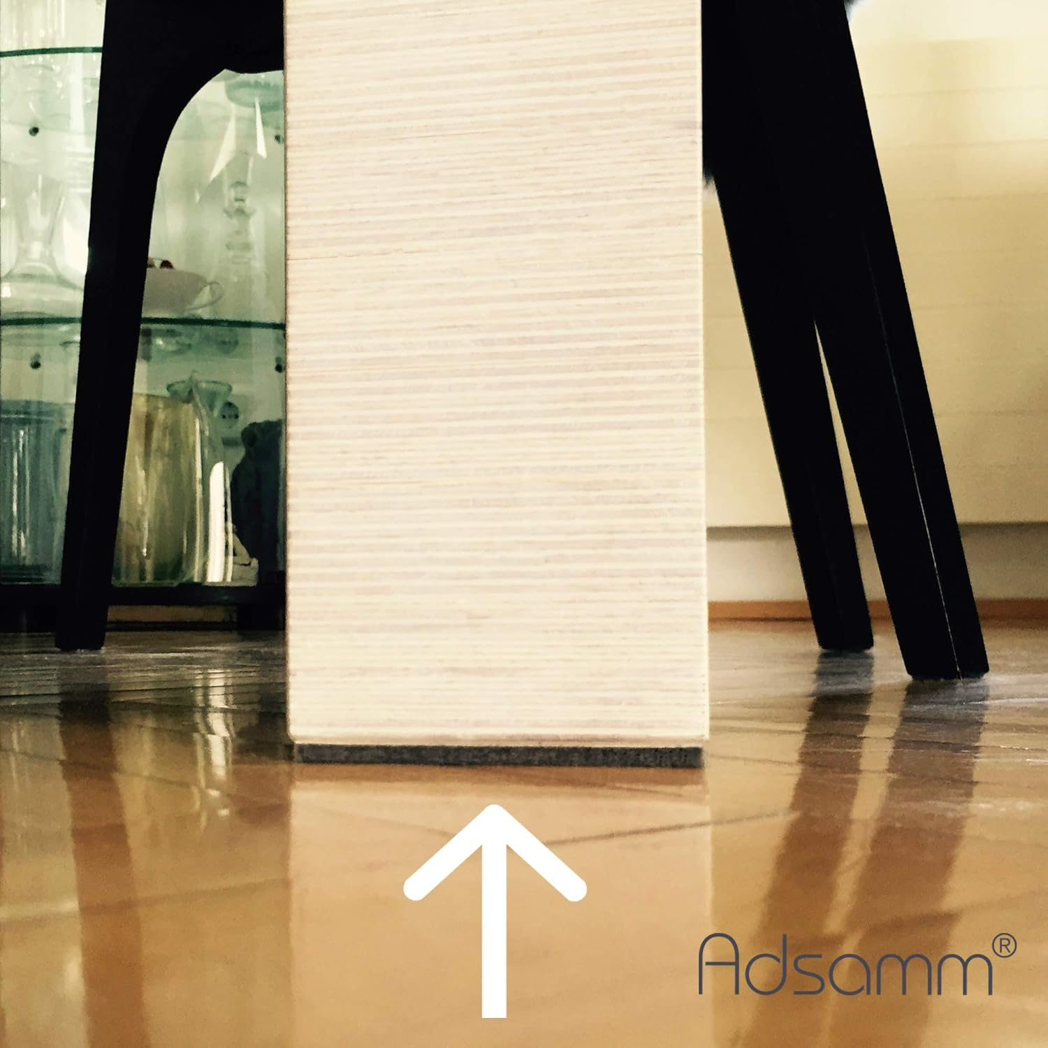 Adsamm&reg; / 10 X Self-Stick Felt Pads / 3.94'' X 3.94'' (100X100 Mm) / White / Square / Felt Thickness of 0.138''(3.5 Mm) / Self-Adhesive Furniture Glides in Top-Quality image number 6