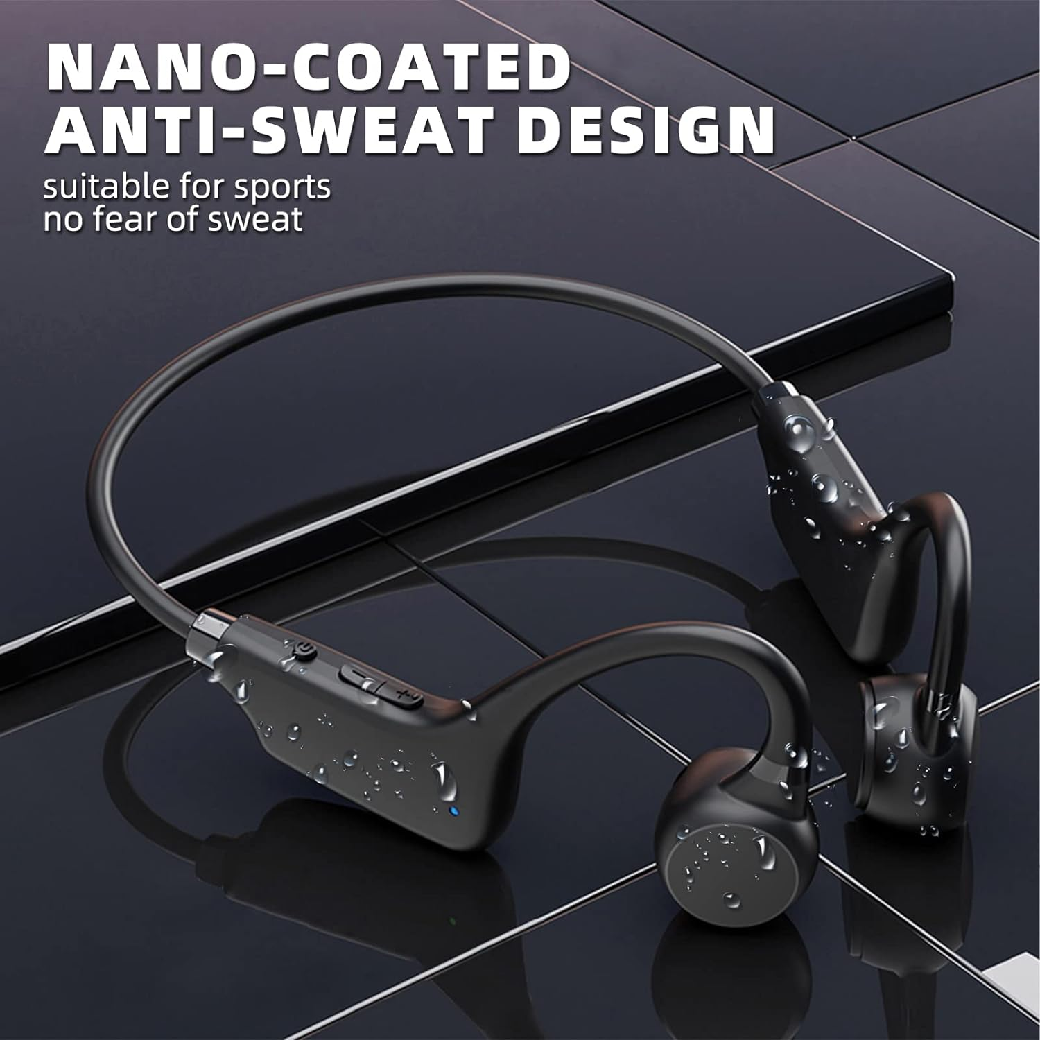 MFJUNS Bone Conduction Headphones, Wireless Bluetooth V5.0 Bone Conduction Headphones with Microphone Bluetooth Sport Headphones for Running, Cycling, Driving, Gym image number 3