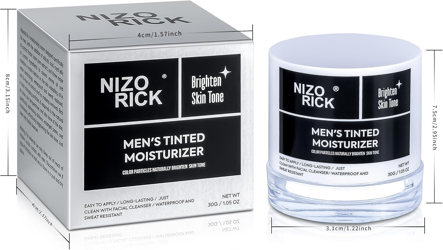 Men'S Foundation,Hydrating Non-Greasy Tinted Moisturizer for Men, Long Lasting Matte Concealer Full Coverage Men BB Cream CC Cream Foundation for All Skin Types, 30G/1.05 Oz (Bright Color, M) image number 4