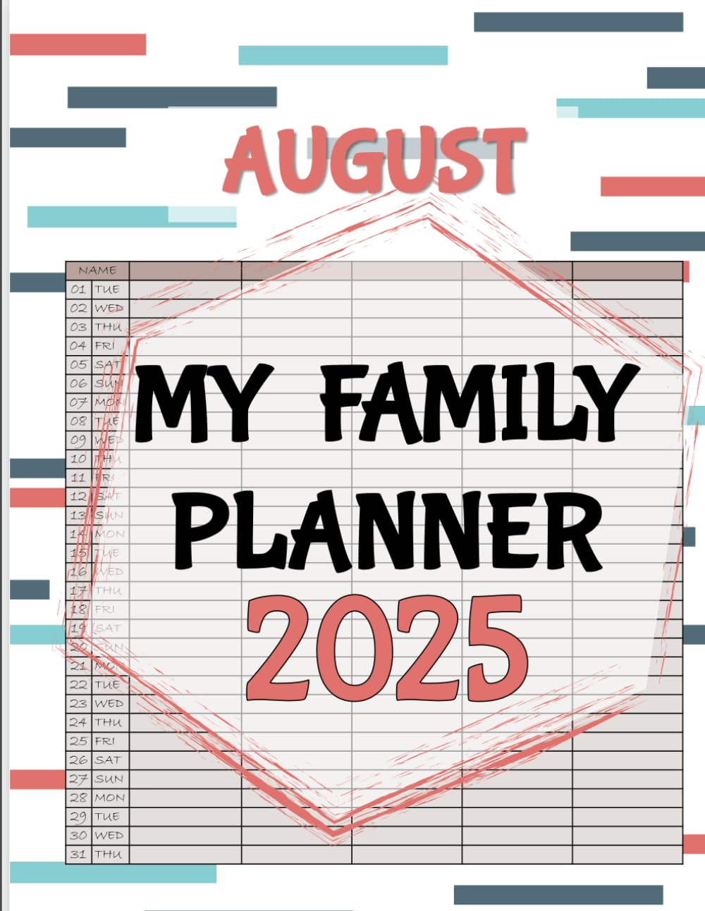 MY Family Planner 2025: Family Calendar Monthly Organiser for 5 Persons for Scheduling and Organization (January 2025 through December 2025) .Monthly ... to Plan Ahead for Important Dates and Events