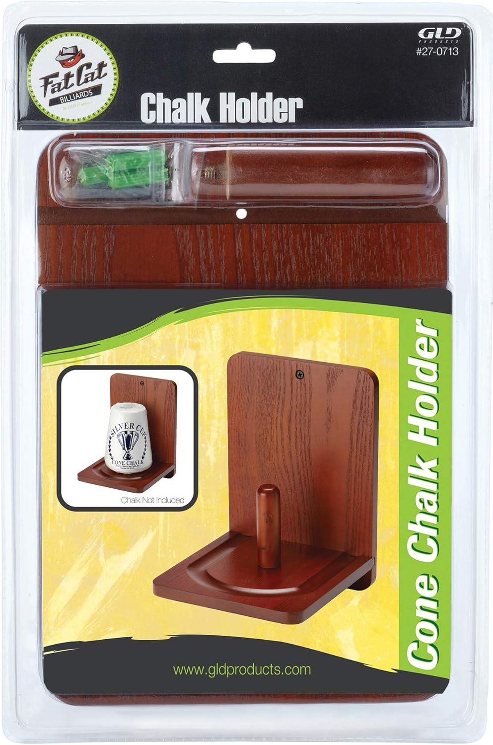 Fat Cat Billiard/Pool Accessory: Wall Mounted Wood Cone Chalk Holder, Mahogany Finish image number 1