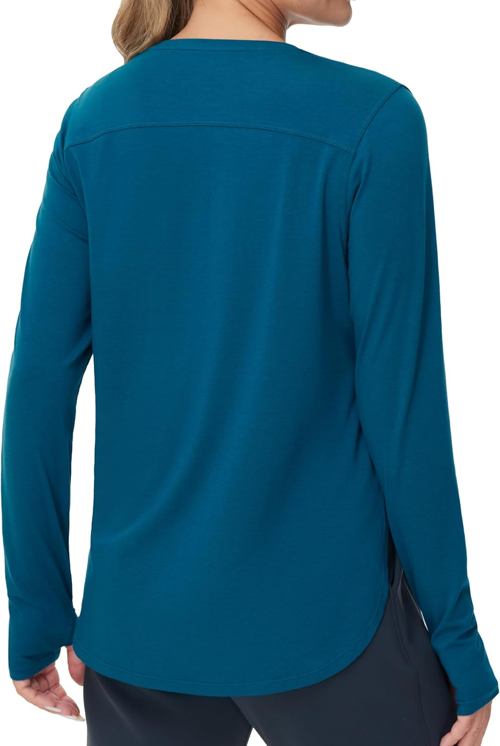 THE GYM PEOPLE Women'S Long Sleeve Workout Shirts Lightweight Cotton Running Yoga Tops with Thumb Hole