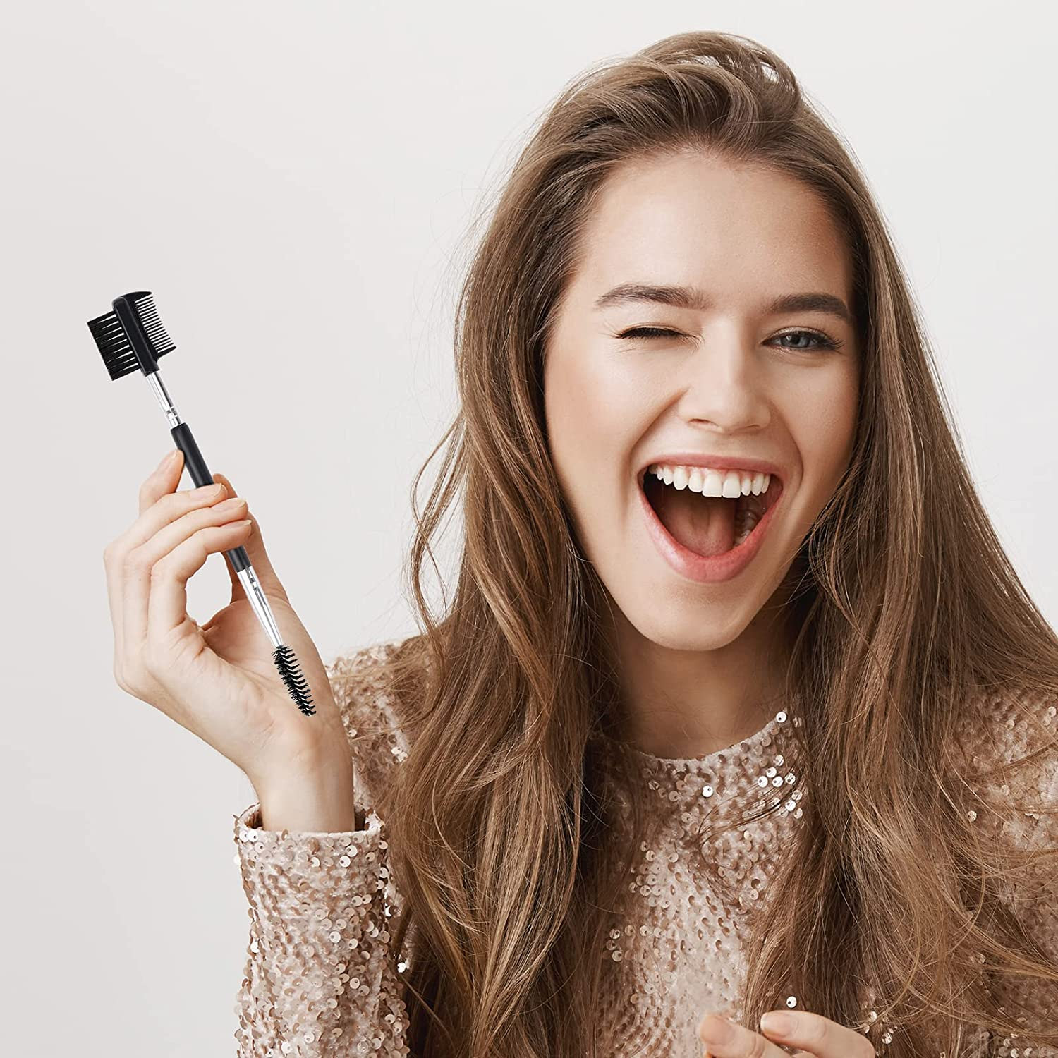 3 Head Eyebrow Eyelash Shaper Eyelash Comb Double Head Brush Makeup Grooming Tool Cosmetic with 3 Different Spoolie Brushes for Separating Lashes, Eliminating Mascara Clumps, Grooming and Shaping Brow image number 5