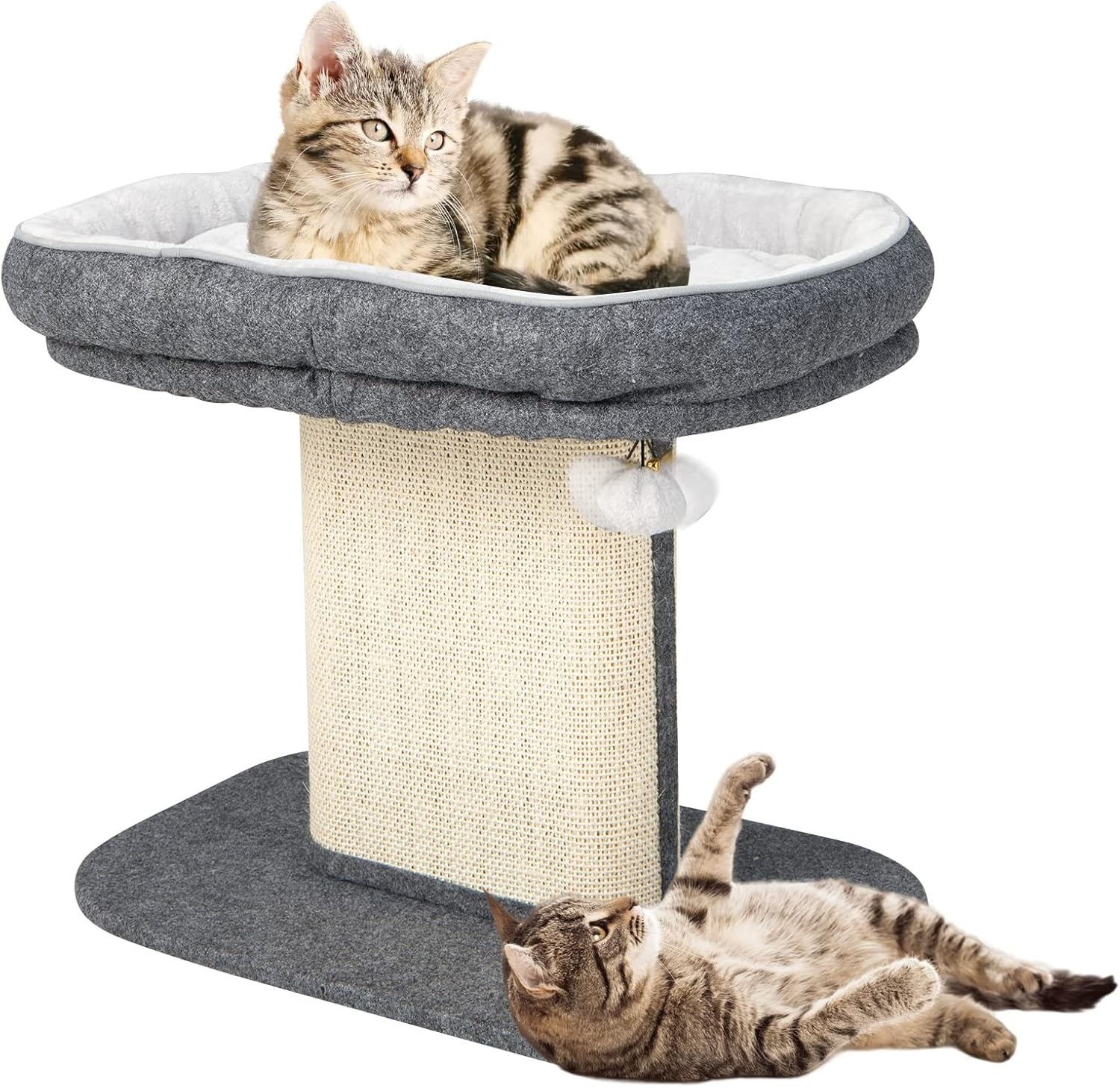 Costway Modern Cat Tree Tower for Kittens, Cat Activity Tower W/Large Plush Perch & Sisal Scratching Plate, Interactive Ball, Cat Home Furniture for Indoor Cats to Play Rest