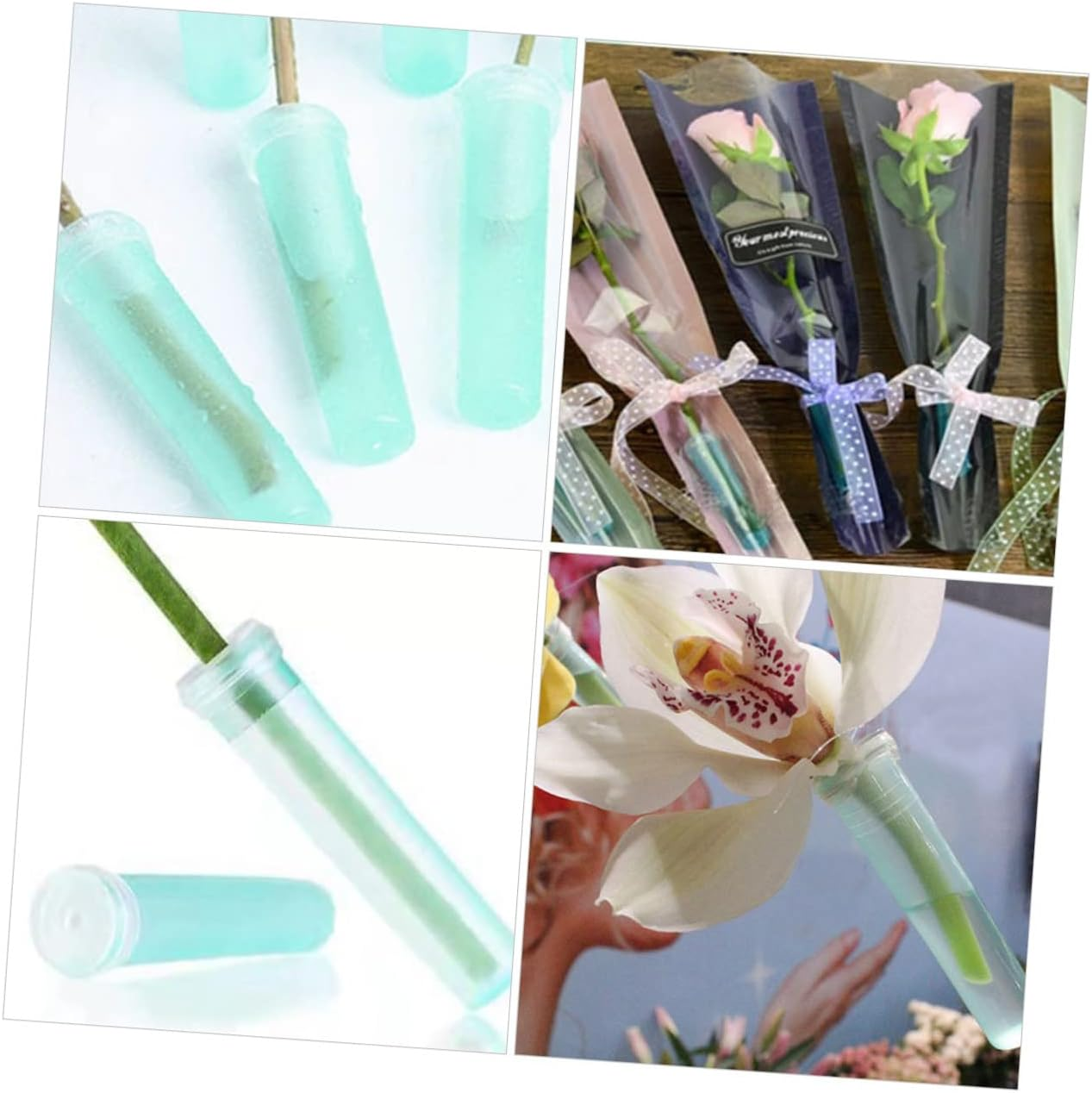FONDOTIN Floral Water Tubes Vials for Bouquet Fresh Flowers Stem Hydration 7.5Cm Plastic Nutrition Tubes 90Pcs for Florists Gardening and Floral Arrangements