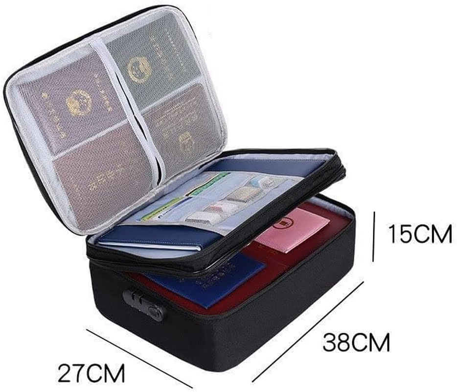 Uoffis 3-Layer Fireproof Document Organizer Bag with Lock, Water-Resistant File Storage for Important Documents, Passports image number 1