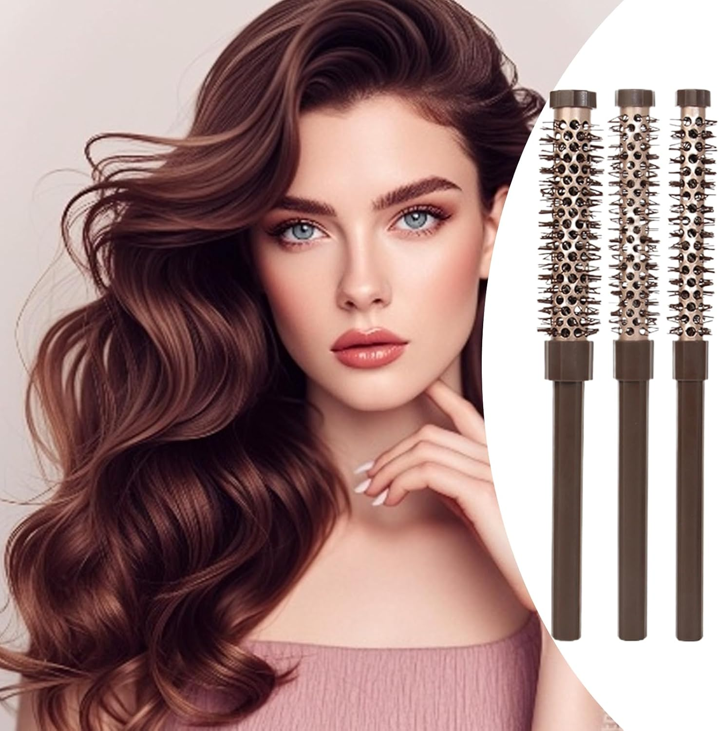 Small round Hair Brush - Professional Styling Brush, Heat Retaining Ceramic | Lightweight Temperature Resistant Gentle Nylon Bristles, Curling Comb, Quiff Roller Styling, Drying, Accessories