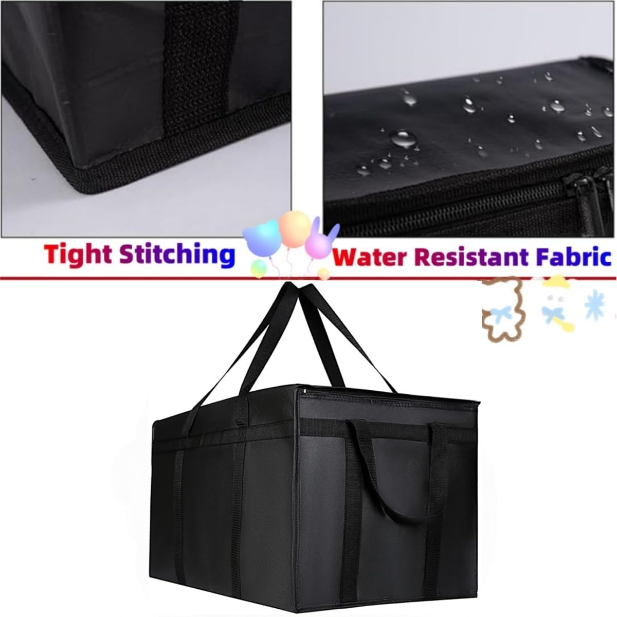 Insulated Cooler Collapsible Bag, Zipper Closure Keep Food Hot or Cold,Reusable Shopping Bag，For Hot and Cold Food Delivery，Support Plate Included image number 1